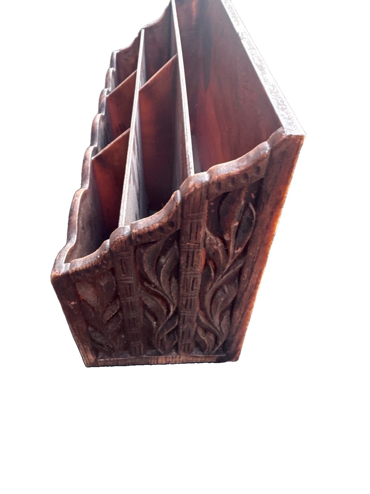 Vtg Lerner MCM Faux Wood Desk Organizer Letter Holder Caddy 1970s Retro Decor