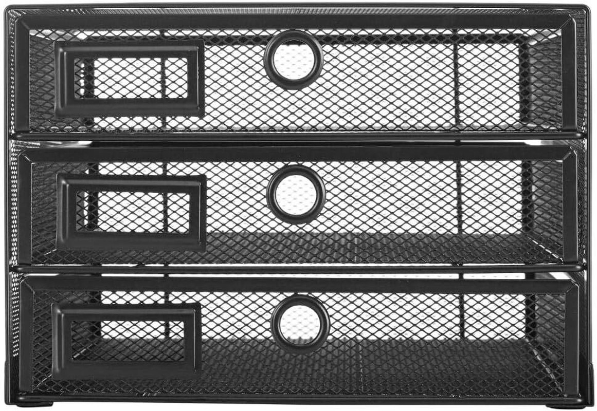 Annova Desk Organizer Wire Mesh 3 Tier Sliding Drawers Paper Sorter/Multifunctio
