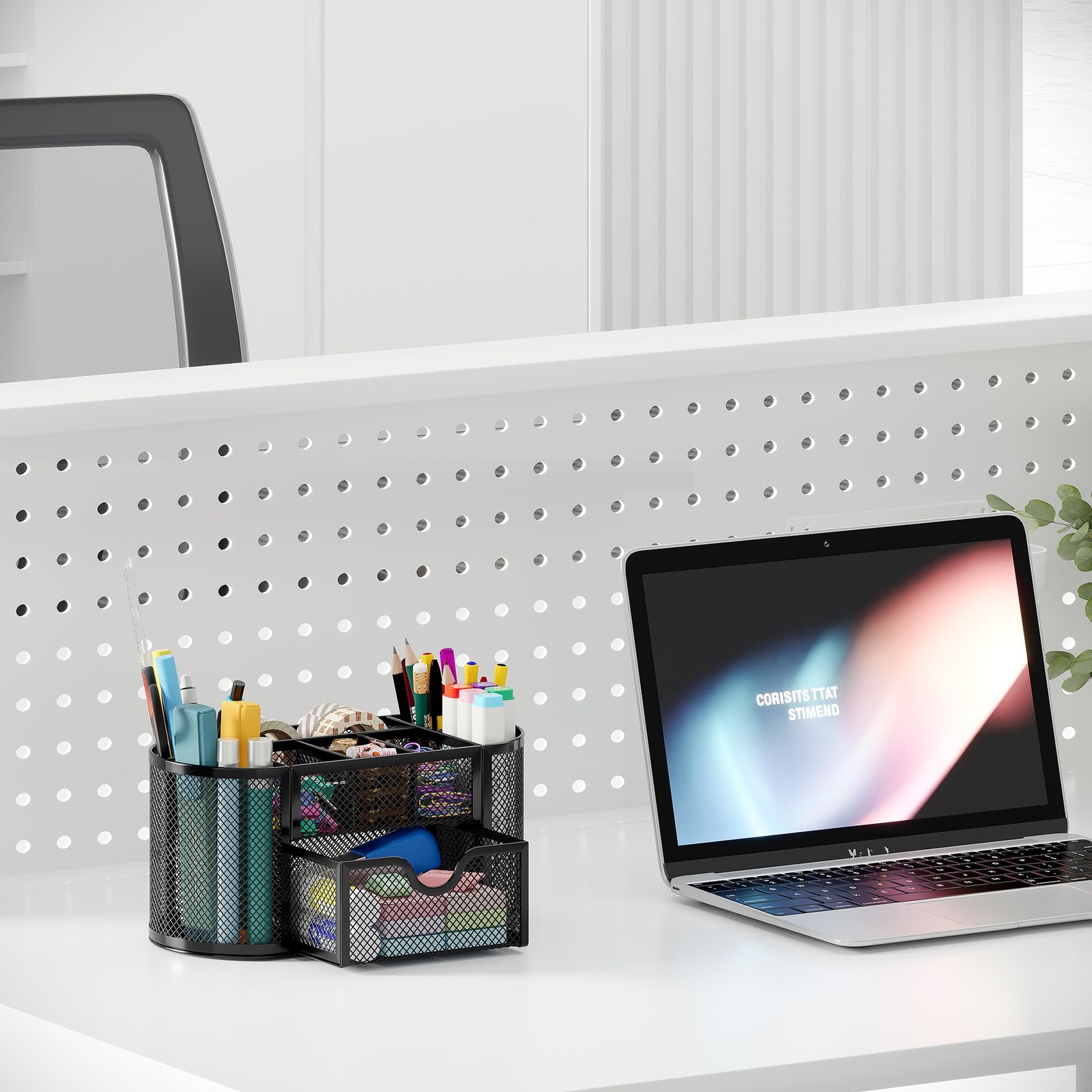 Mesh Pen Holder Desk Organizer with Drawer Stationery Supplies Organizer for …