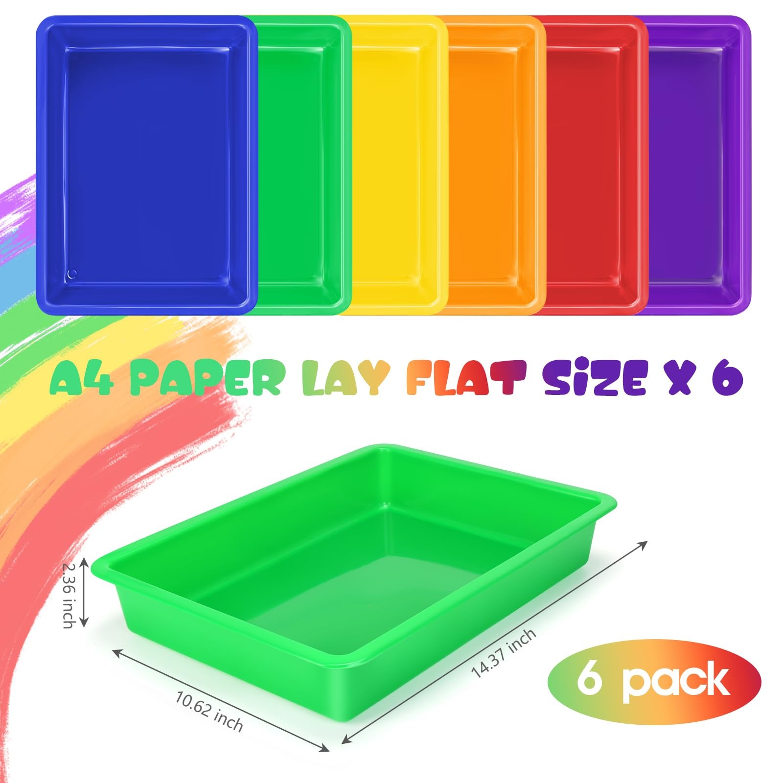 Plastic Paper Trays for Classroom, 6 Pack Colorful Classroom Turn in Bins, Th…
