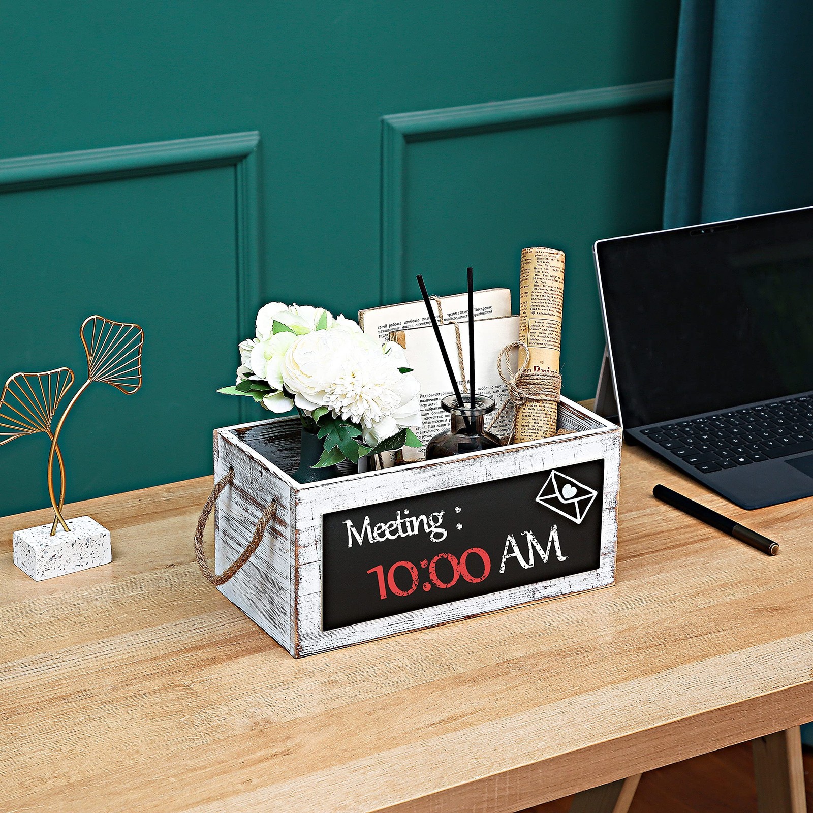 Wood Mail Holder Box,Decorative Mail Organizer Box Countertop,Letter Holder B…
