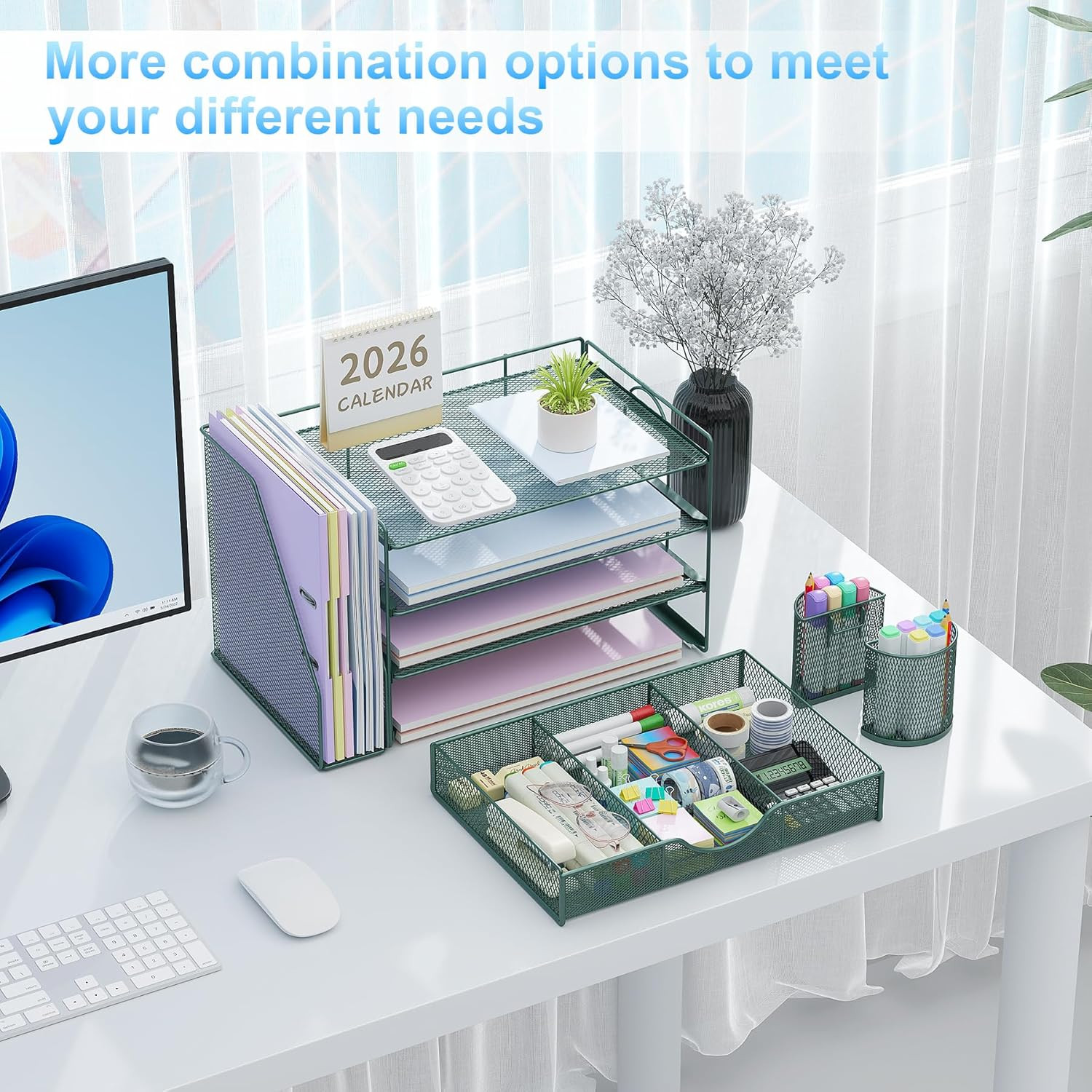 Gianotter 4-Tier Desk Organizer with Drawers, File Holders, Letter Trays and Pen