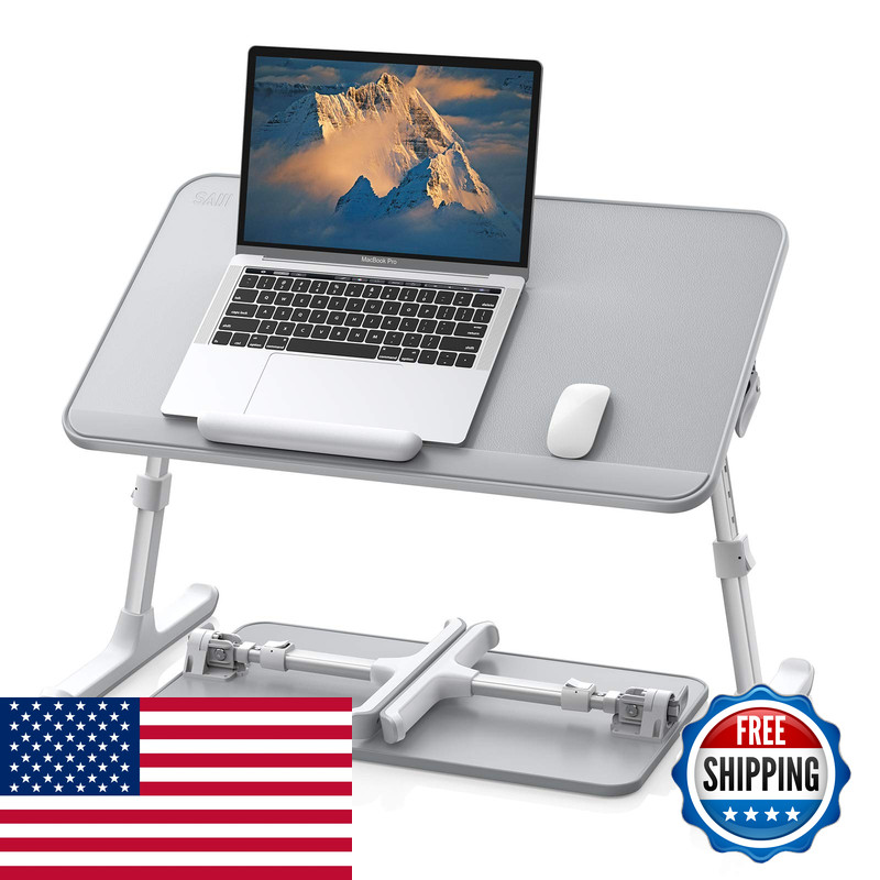 Saiji Leather Lap Desk Laptop Bed Tray Table Adjustable Laptop Stand For Bed