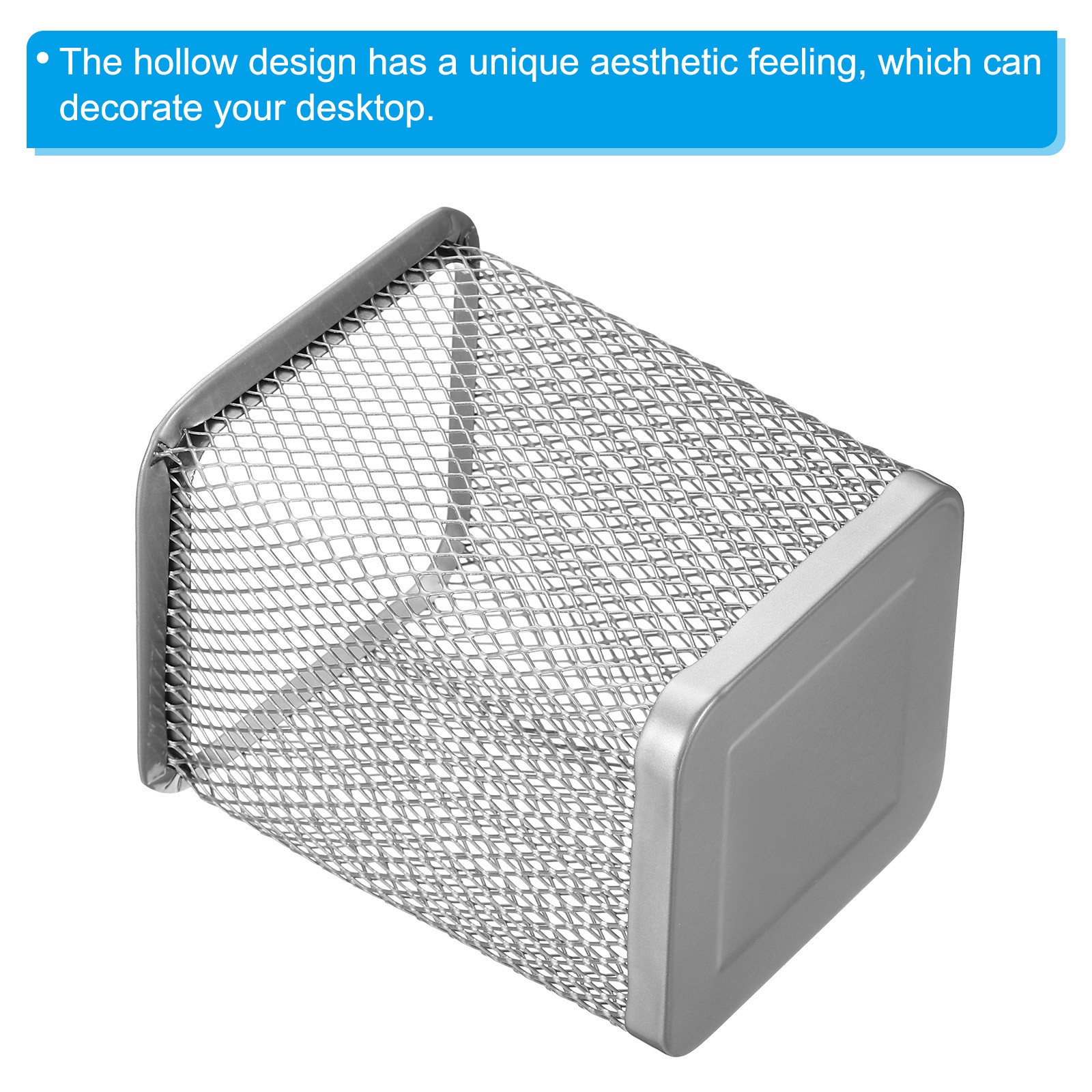 1 x Mesh Pen Holder Pencil Holder Pencil Basket Pen Cup Organizer Square, Silver