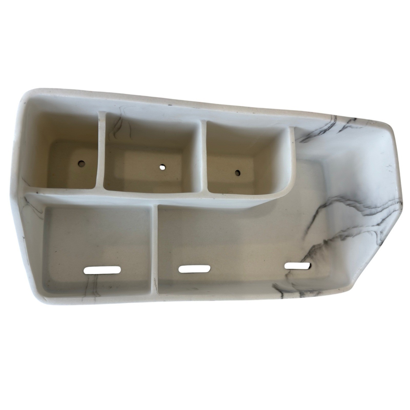 Modern Marble Pattern Desk Organizer White Grey 5 Compartment Stationery Caddy