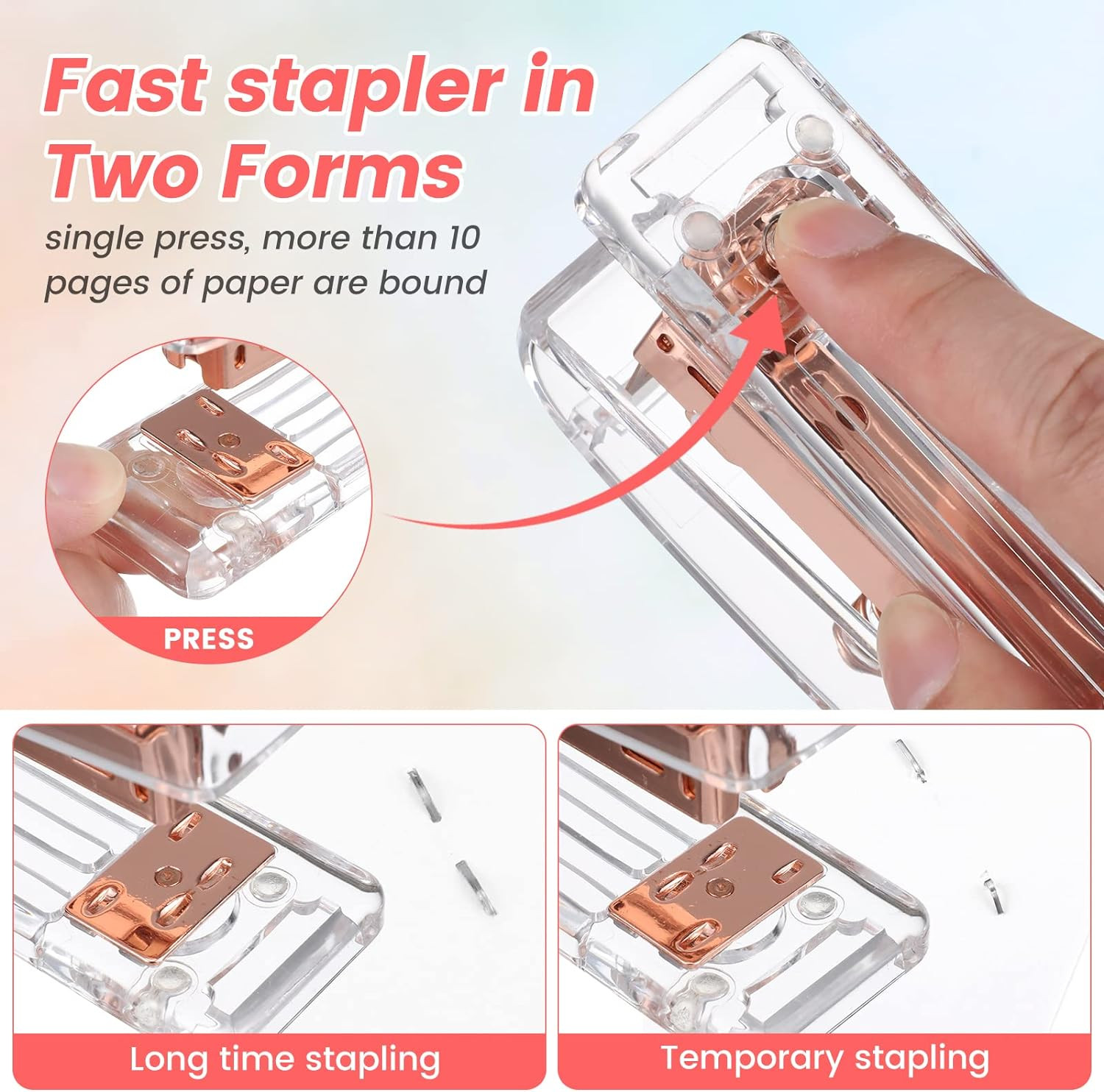 Rose Gold Desk Accessories Cute Office Supplies Set Acrylic Stapler Pen Holder