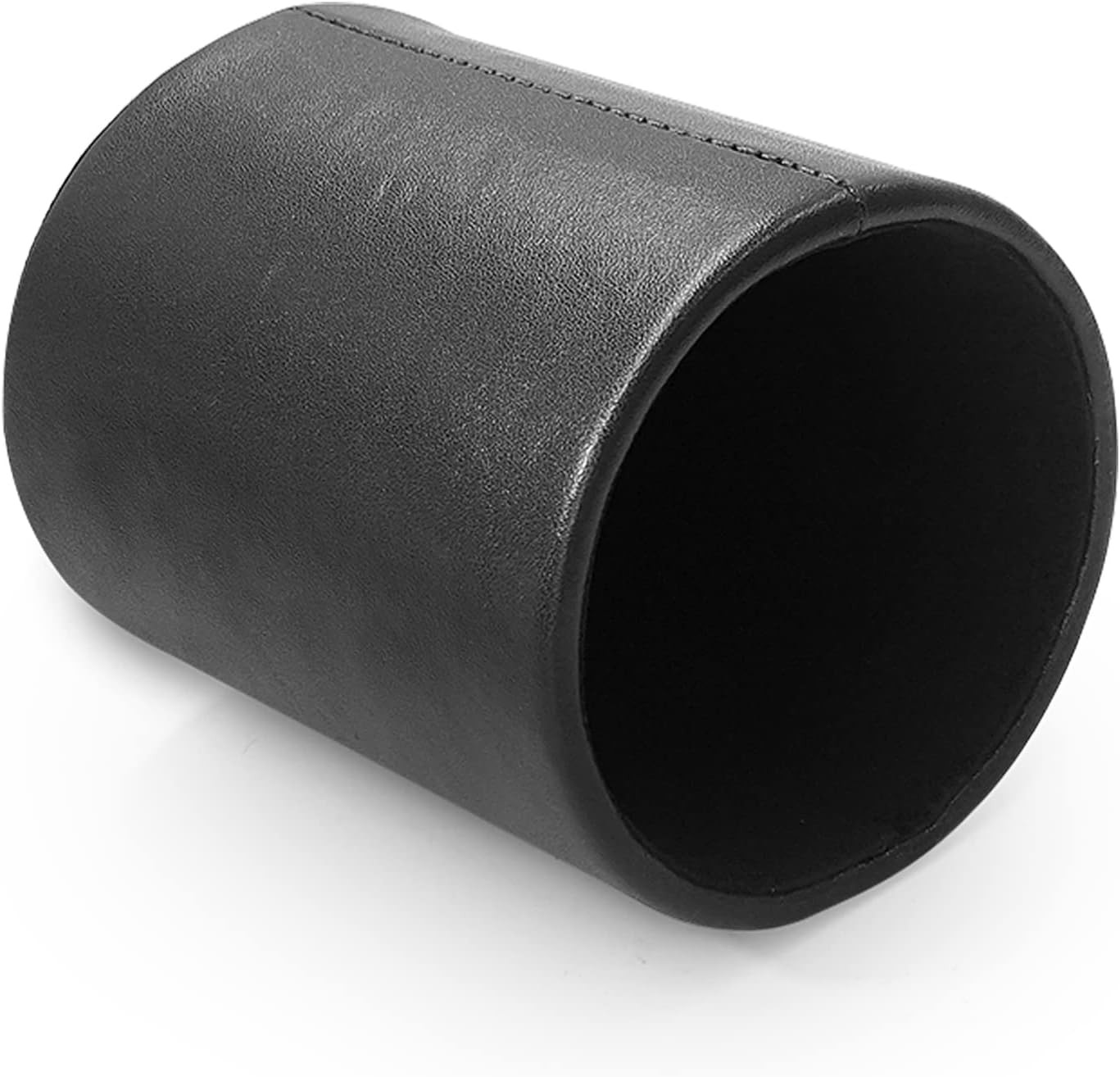 Leather Pencil Holder Pen Cup Desk Organizer Round Black 3.5×4