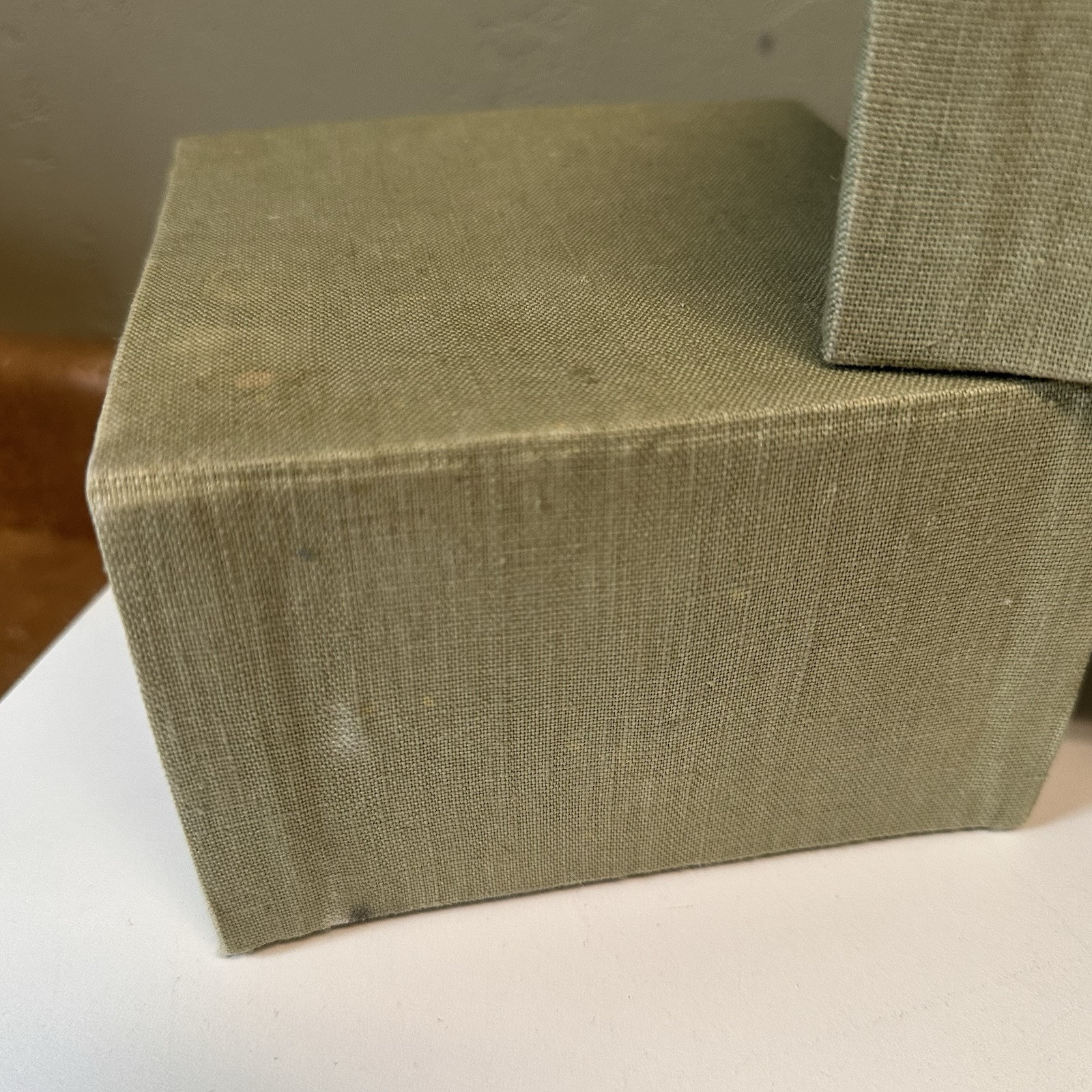 Cloth Bound Green Fabric Wrapped Lot of 3 Flip Boxes Storage Boxes Decor Boxes