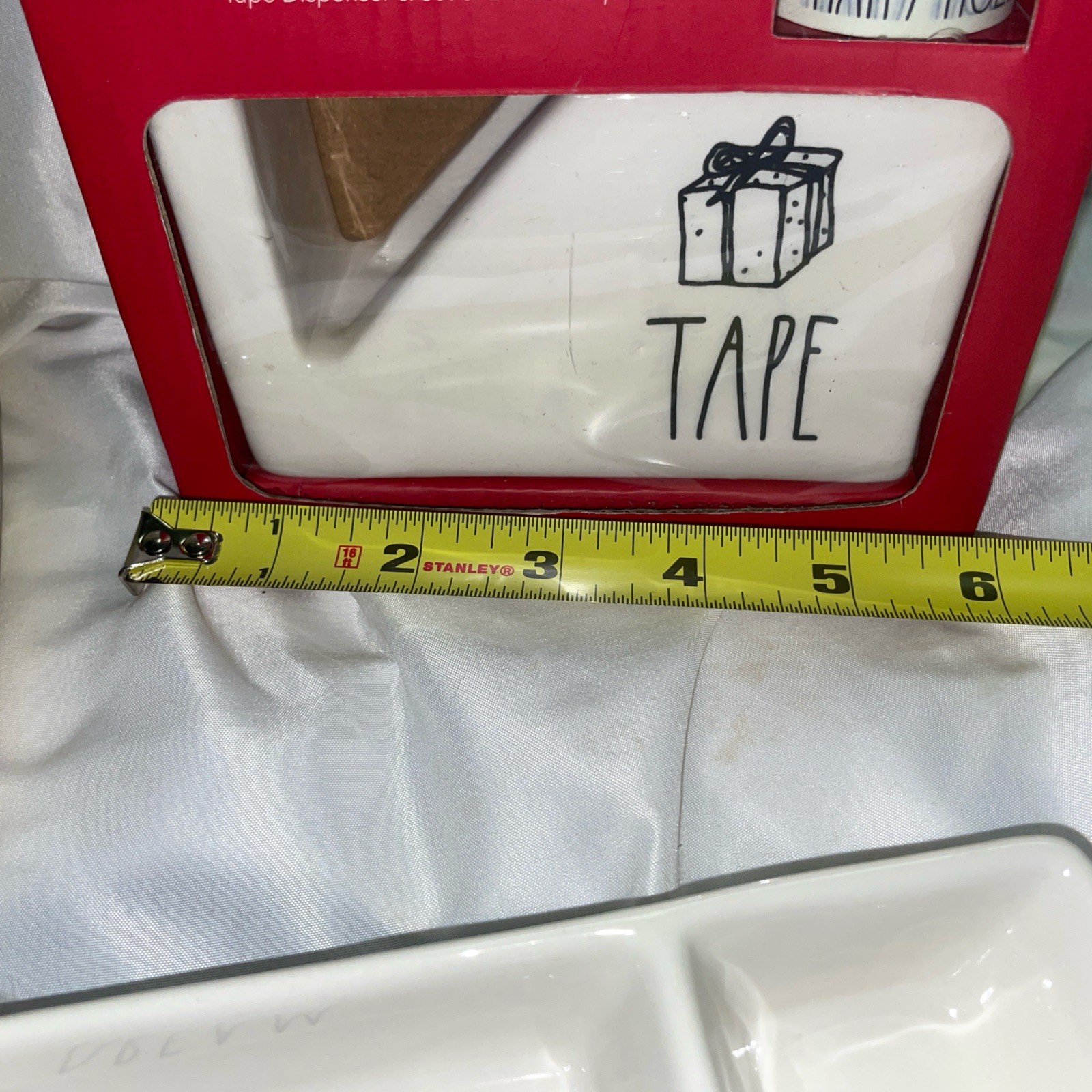 Rae Dunn TAPE Dispenser Rubber Band Tray And Paperclip Tack Tray Office Lot Rare