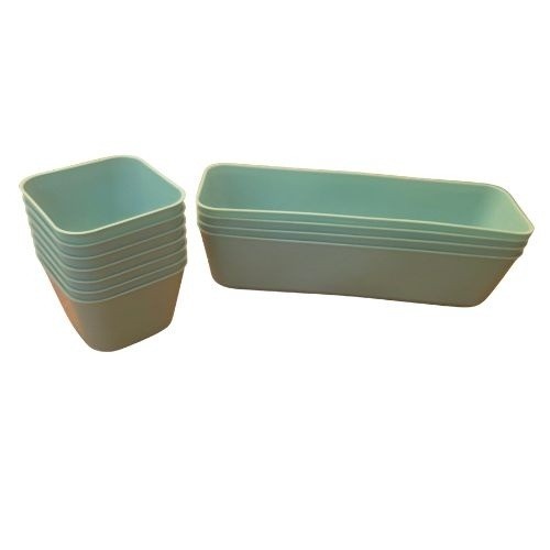 11pc Teal Blue Plastic Drawer Organizer Set Stackable Storage Bins Square Long