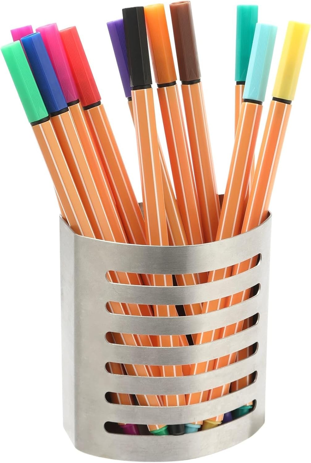 2 Pack Magnetic Modern Pen and Pencil Holder, Metal Writing Utensil Storage Orga
