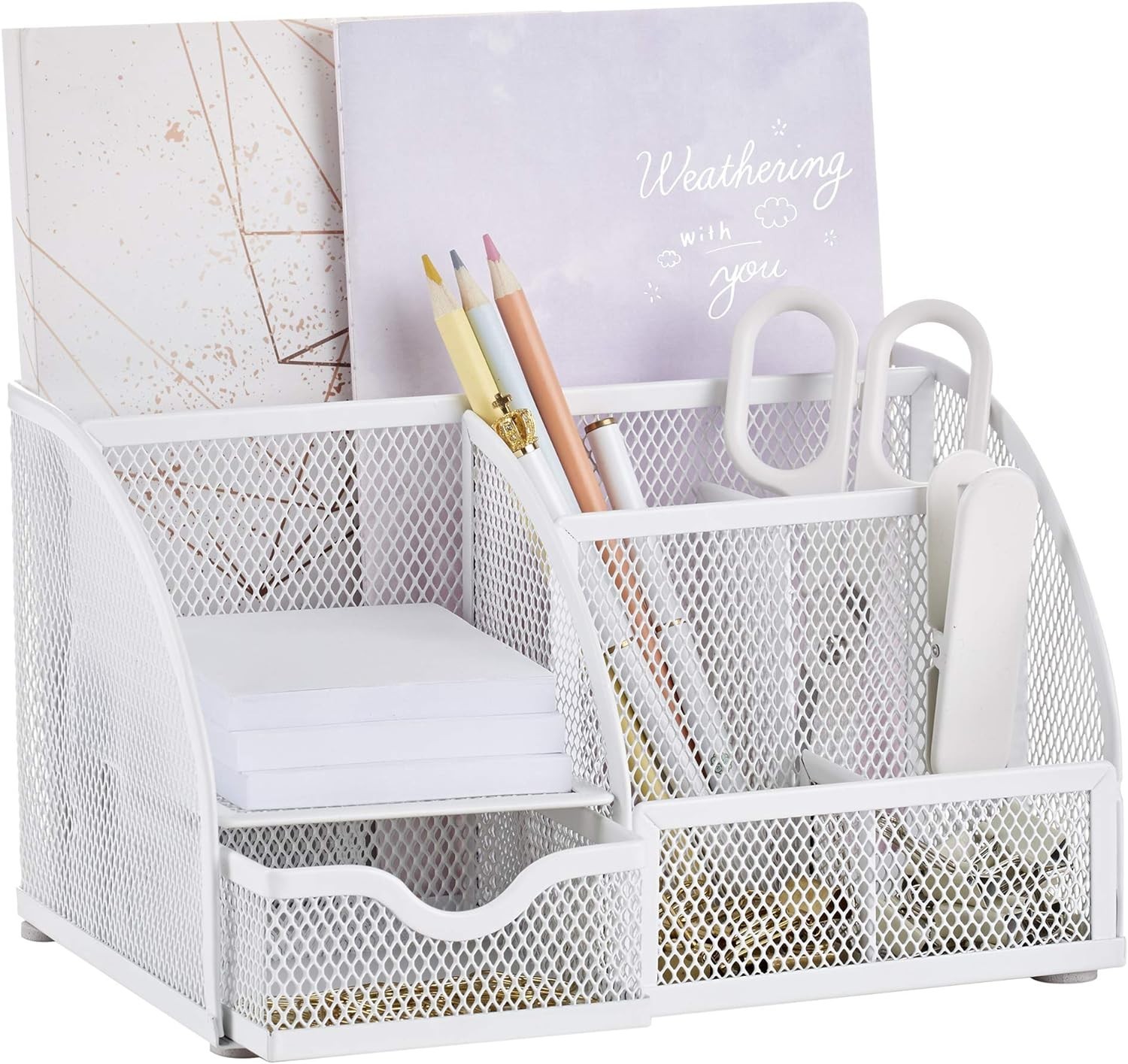 Stylish White Powder Coated Desk Organizer – Perfect for School or Office