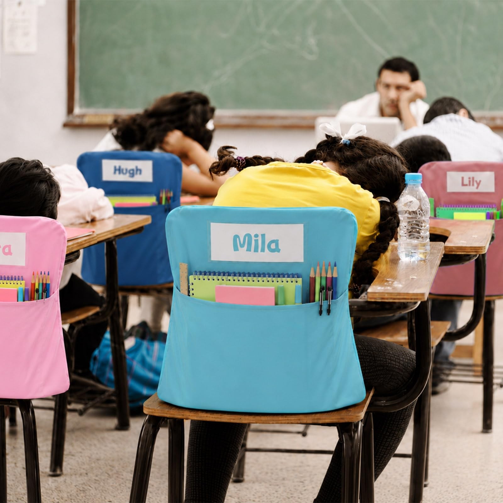 24 Pcs Chair Pockets for Classroom 17×20 Inch Classrooms with Name Tag Classr…