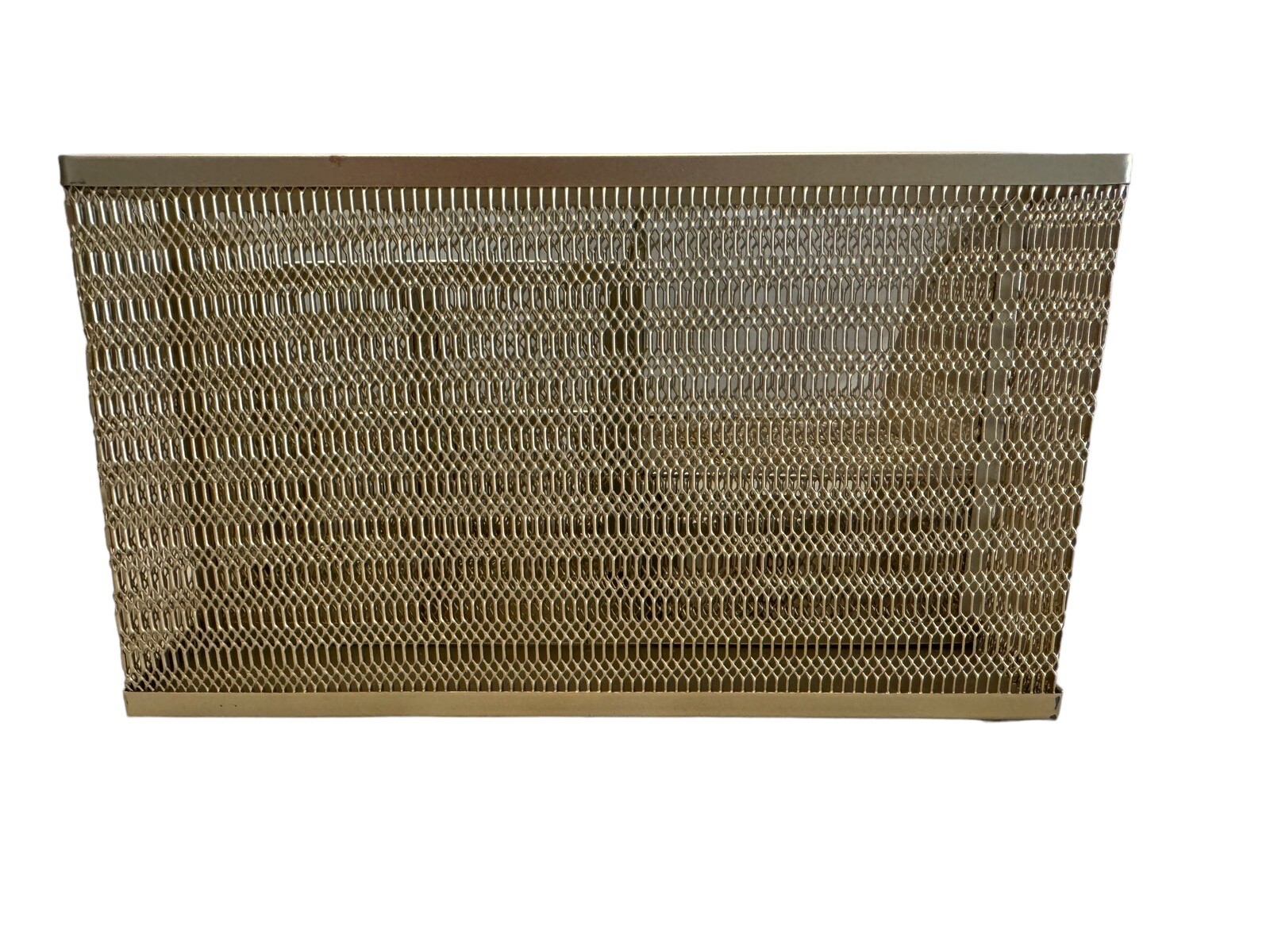 Gold Wire Mesh Metal Desk Organizer Compartments Hollywood Regency 8.75” x 5.75”
