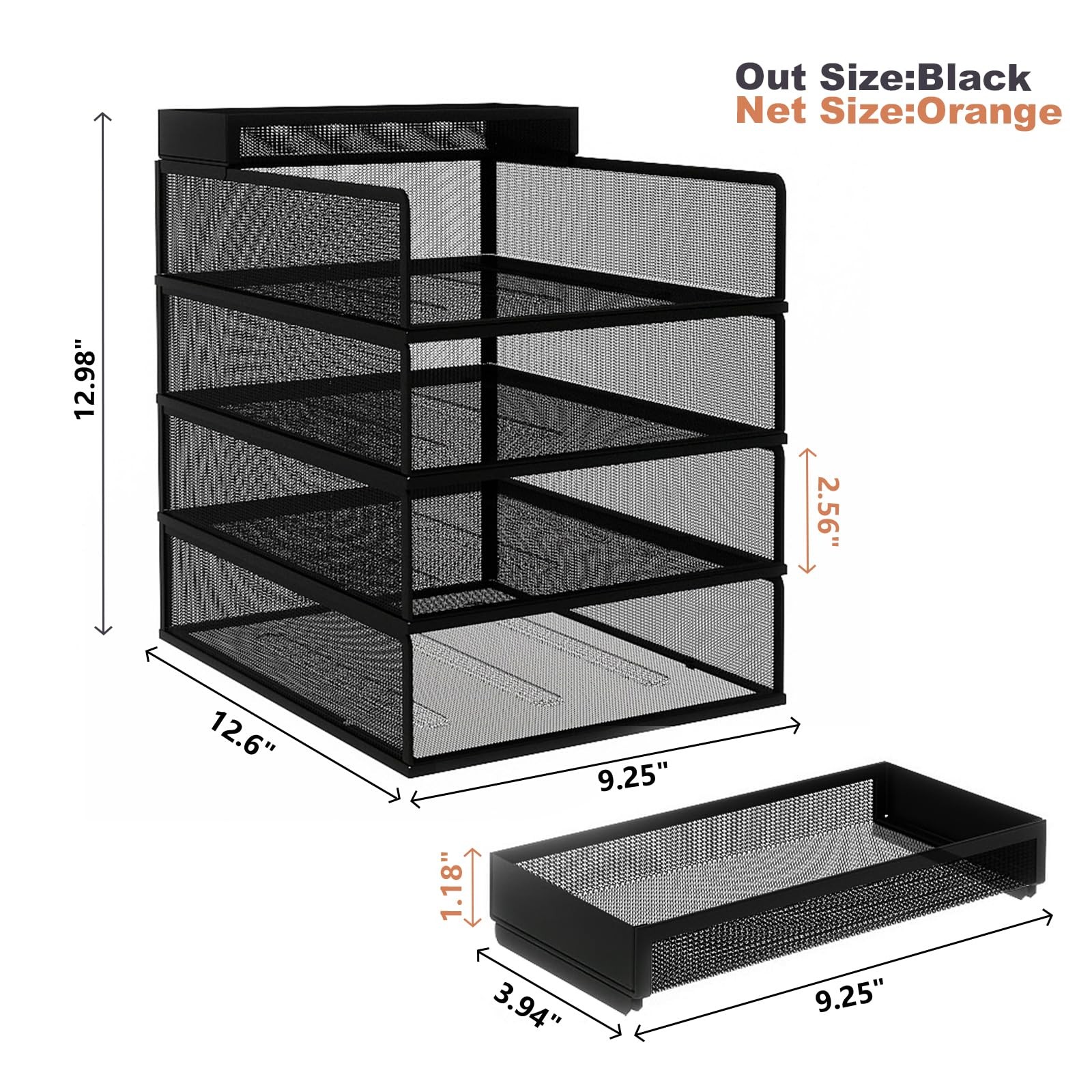 4 Tier Stackable Trays for Letter Documents, Desktop File Organizers for Offi…