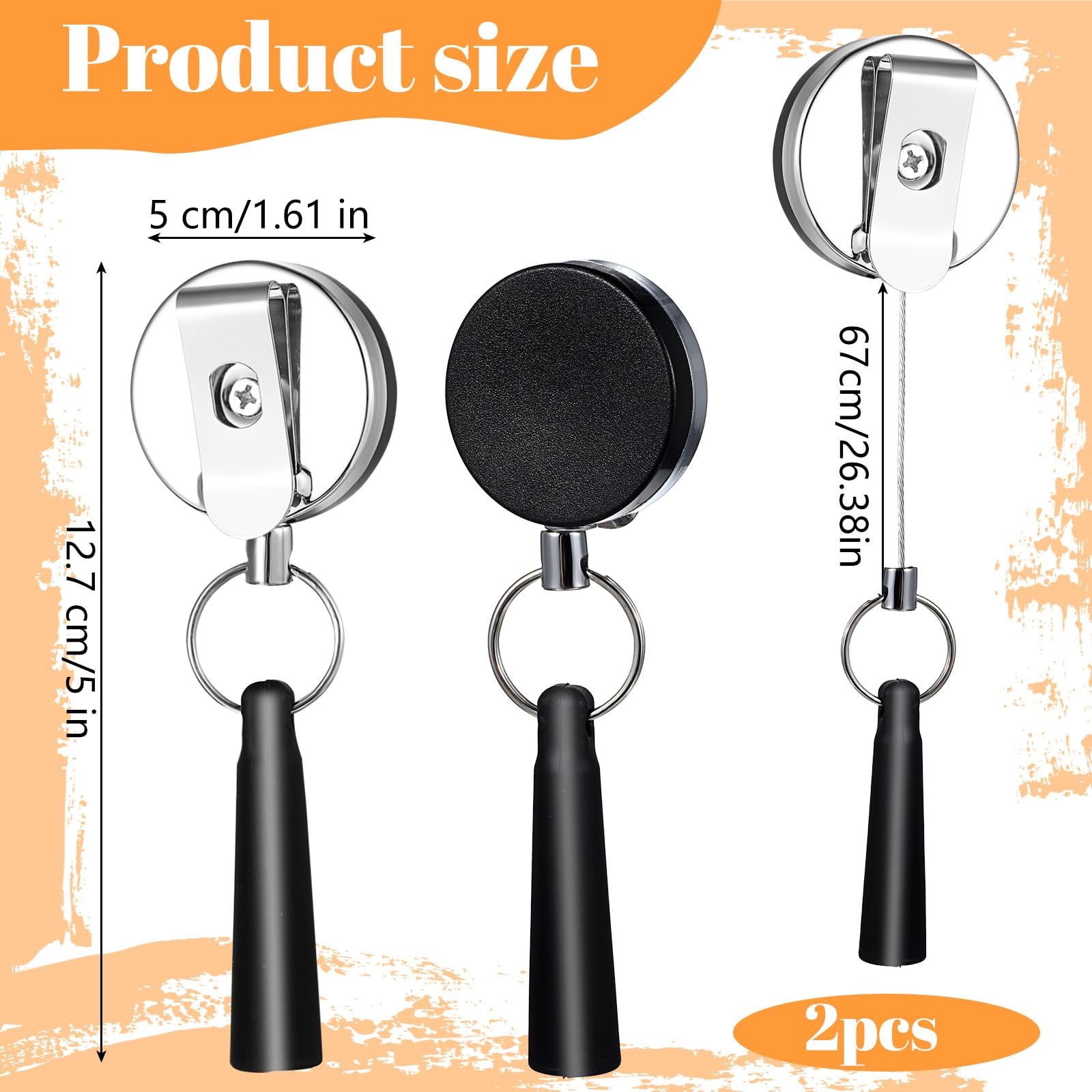 2 Pack Heavy Duty Retractable Pull Pen Pencil Holder, Ideal Grip for Markers