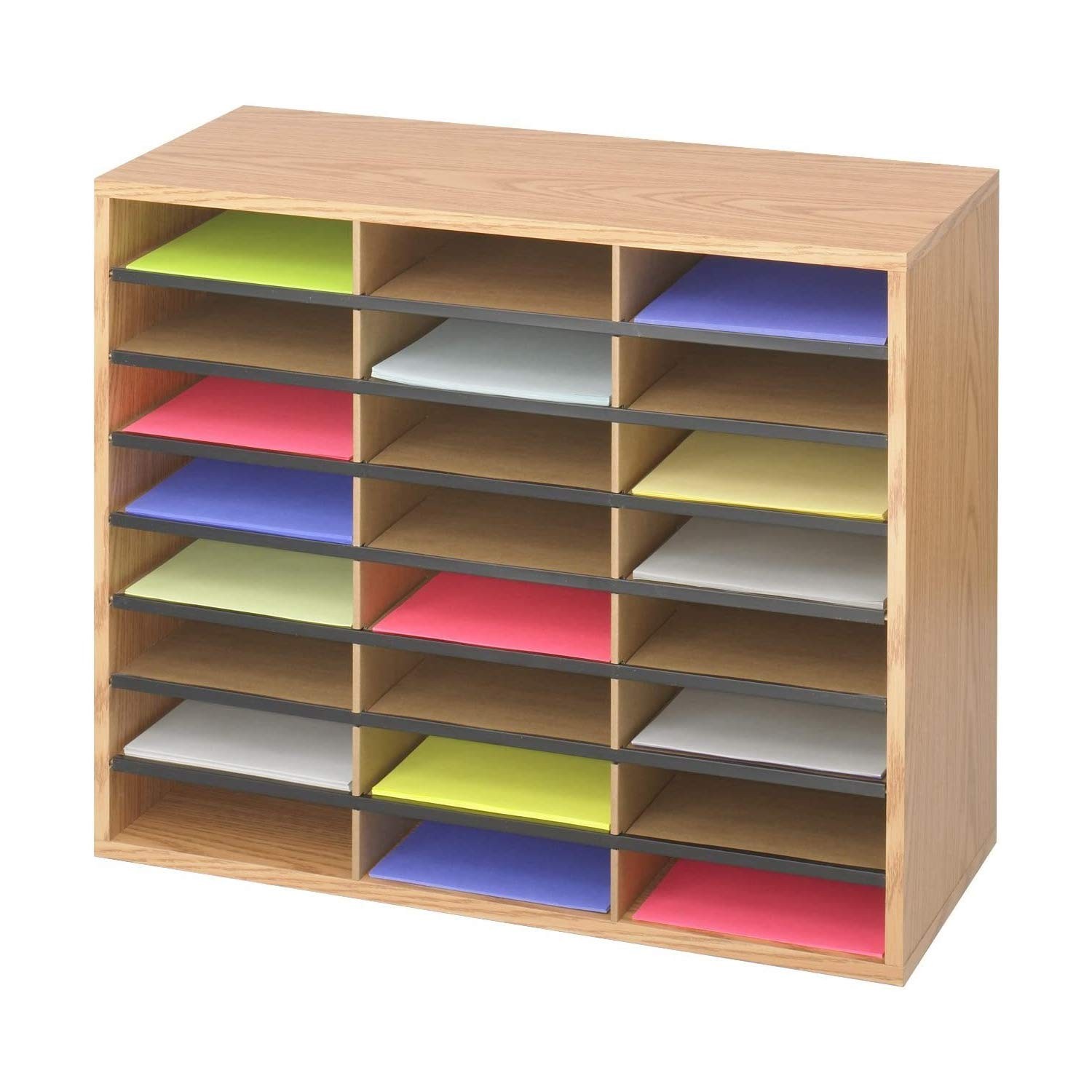 Safco Products Wood/Corrugated Literature Organizer, 24 Compartment, 9402MO, Med