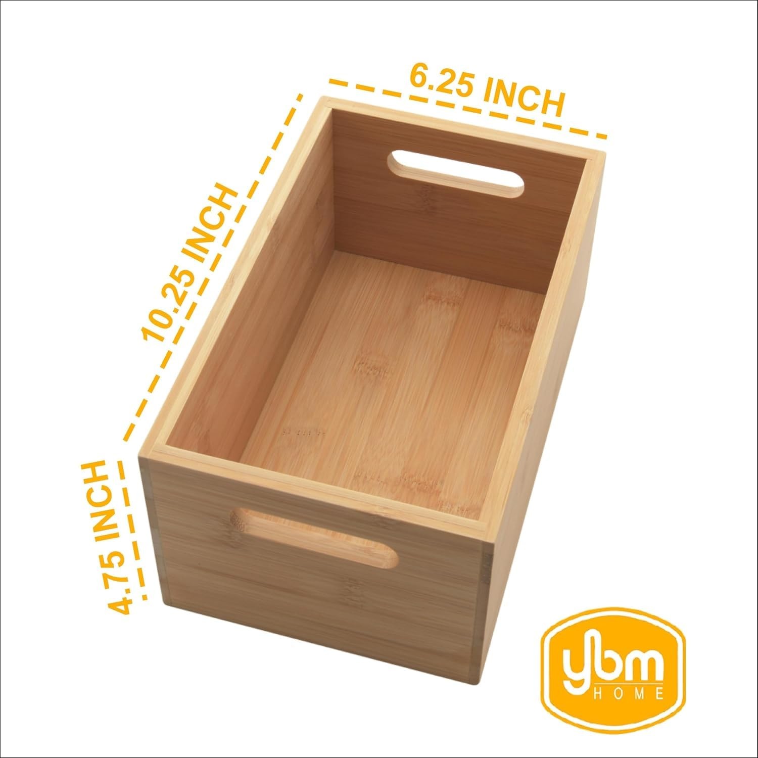 YBM Home Bamboo Storage Boxes with 10.25″ L x 6.25″ W x 4.75″ H, Natural Wood