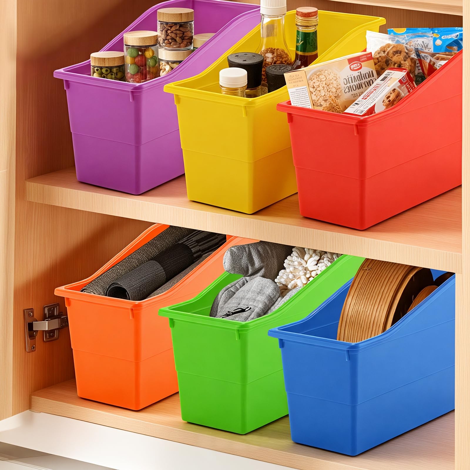 12 Pack Overlapping Classroom Storage Bins (Rainbow Colors) – Durable Book an…