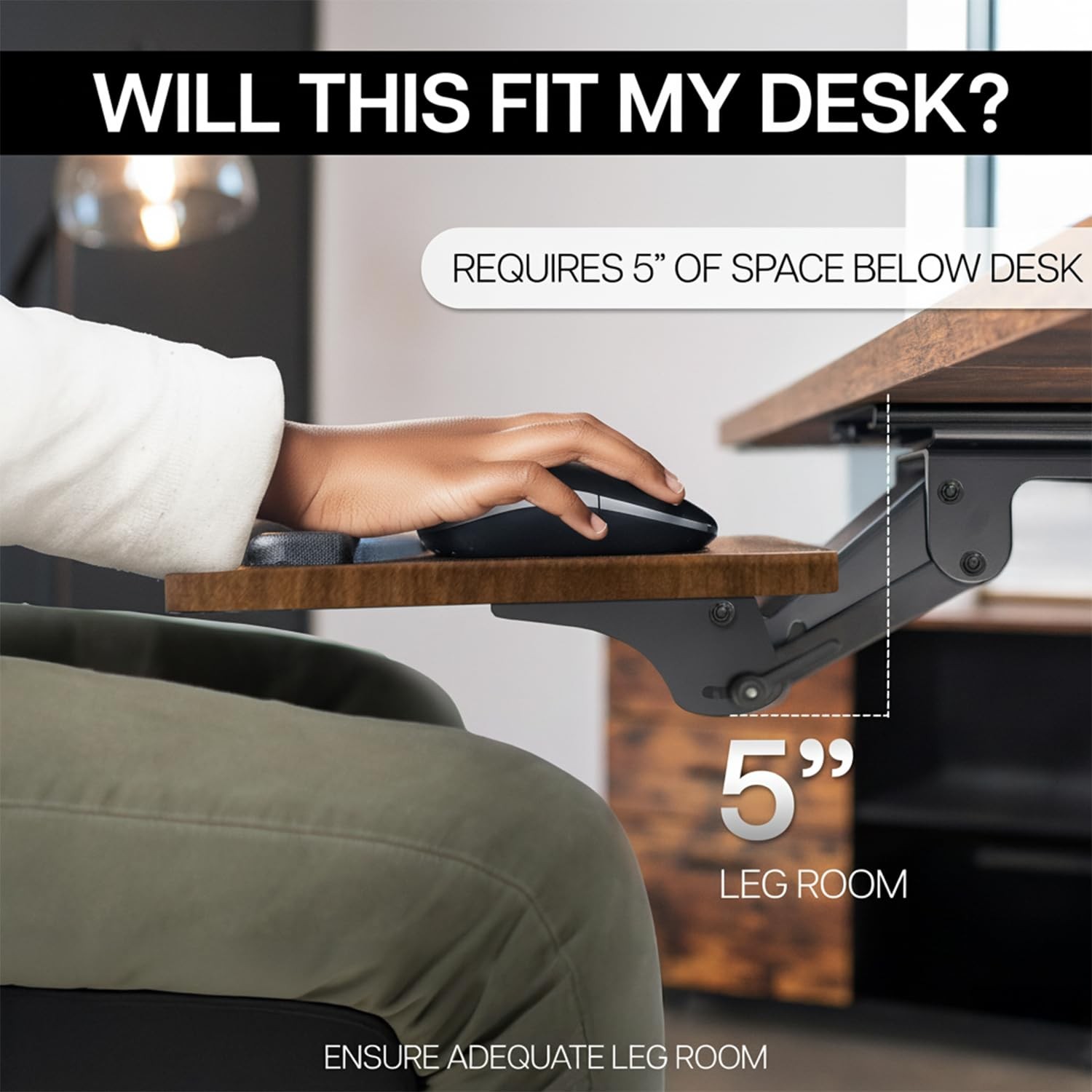 VIVO Adjustable Computer Keyboard and Mouse Platform Tray, 25″, Vintage Brown