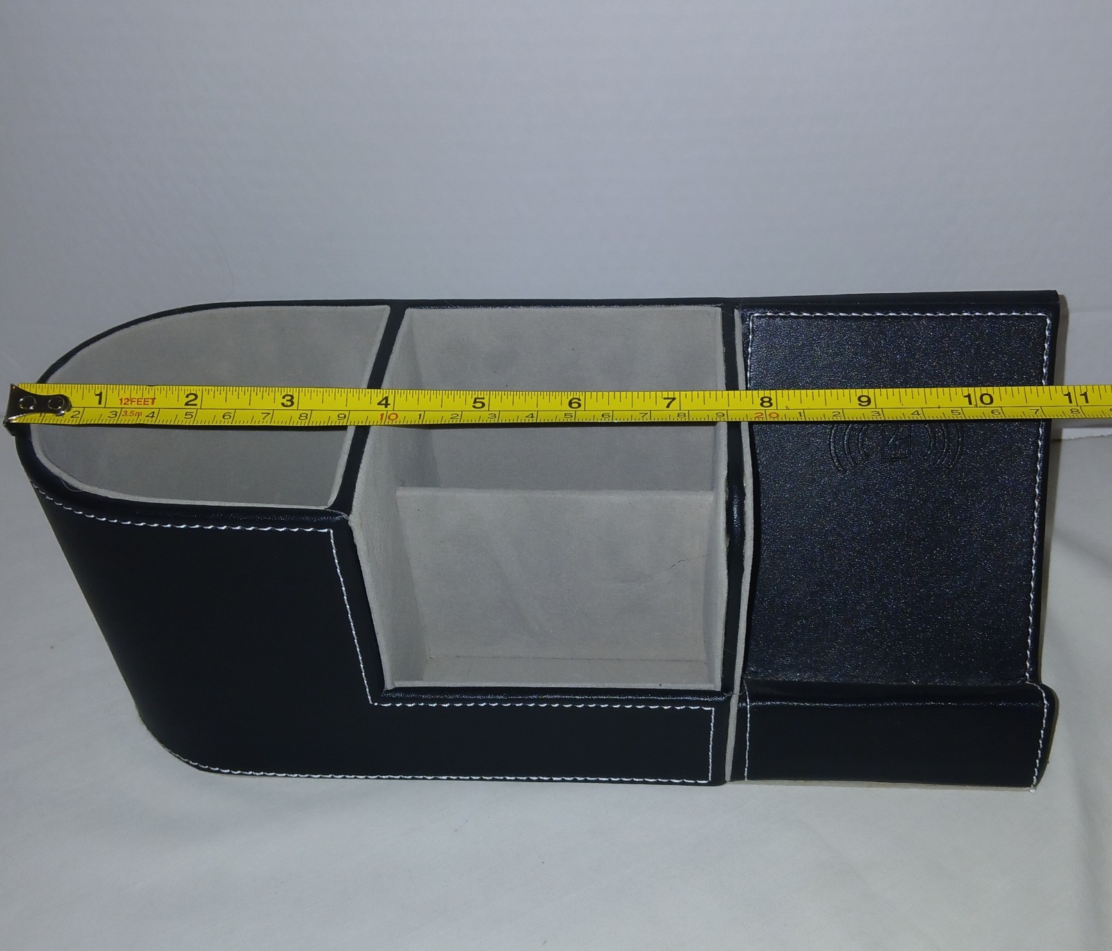 Desk Organizer With Wireless Charger Faux Leather Black NEW *NO BOX*