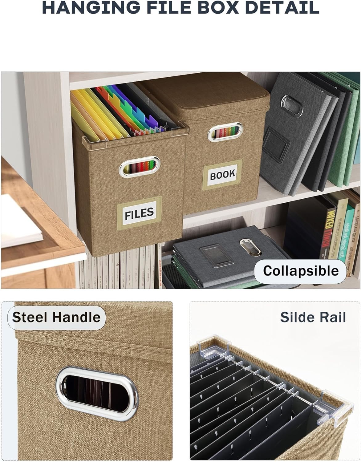 Woven File Box Taupe – Threshold™: Office Desk Organizer, Supplies Holder,