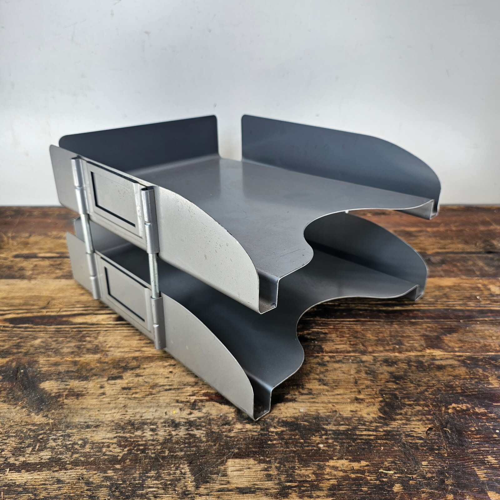 Vintage ASE Metal Double Stacked Paper Tray Desk Organizer