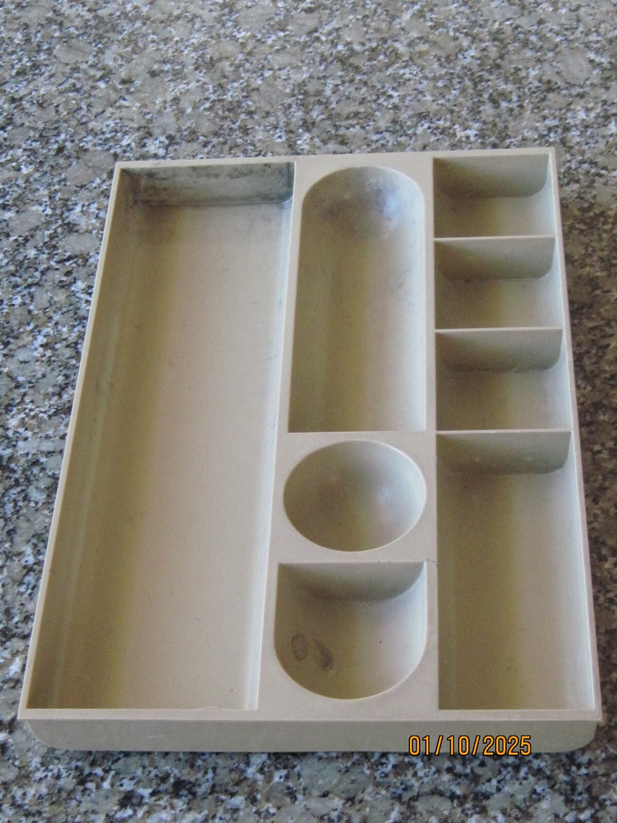 VINTAGE ELDON BEIGE DESK PENCIL DRAWER ORGANIZER TRAY CATCH-ALL