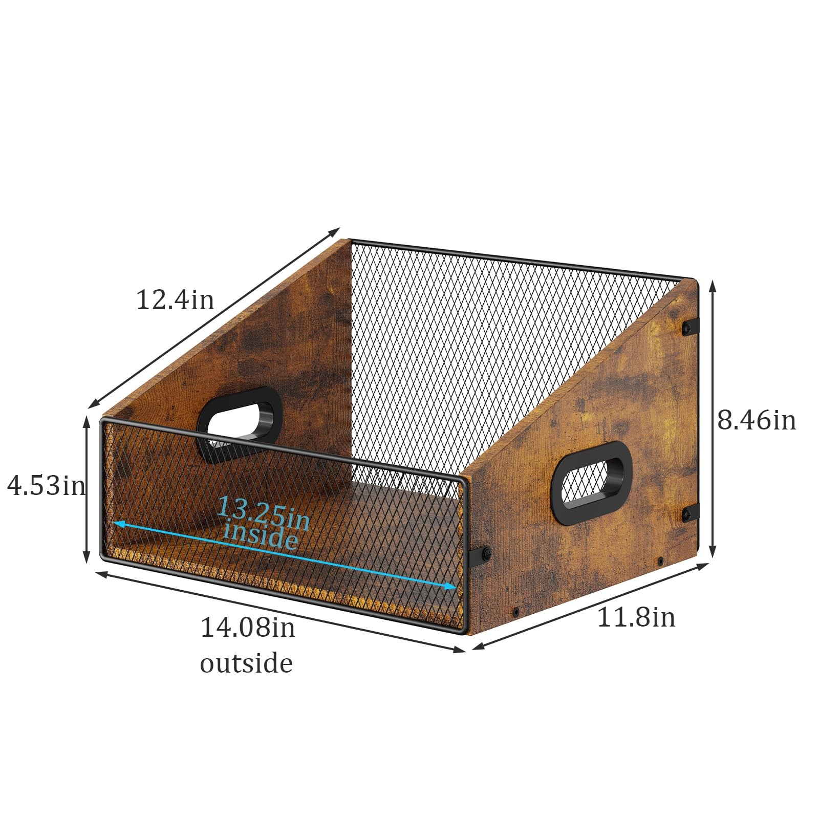 Yuzehuaza Wooden Vinyl Record Storage Crate, 1 Pack, Rustic Brown & Black