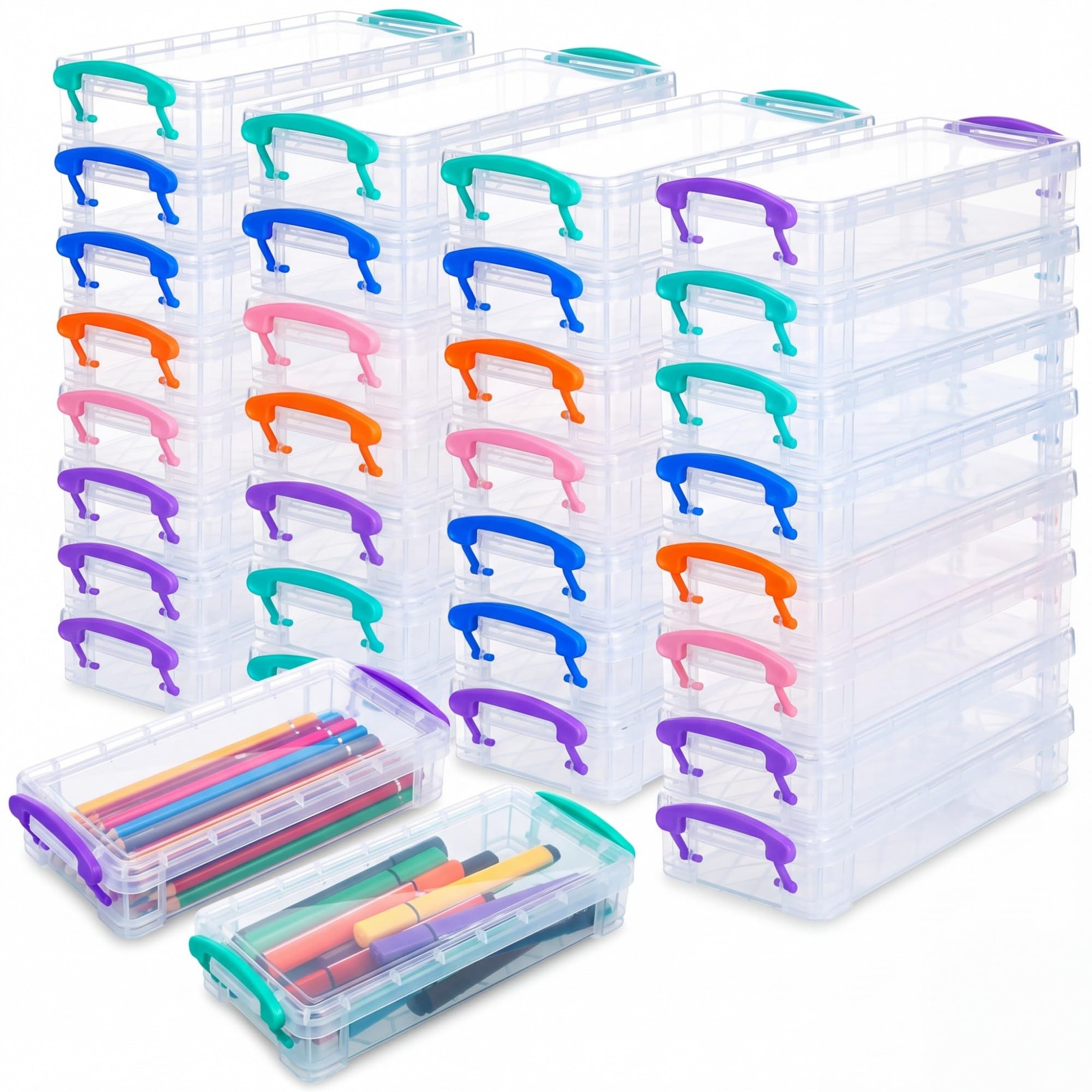 36 Pcs Clear Pencil Boxes Bulk for Classroom School Large Plastic Pen Crayon …