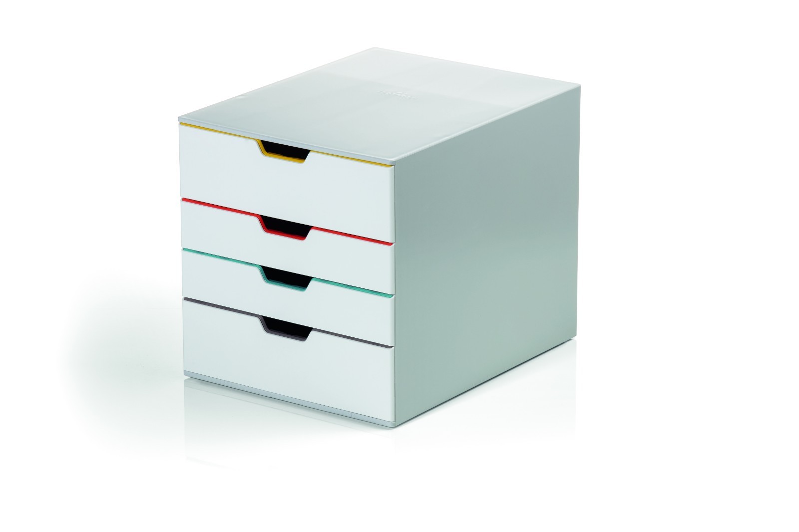 VARICOLOR 4 Drawer Color Coded Desktop Organizer Document Storage White Durable