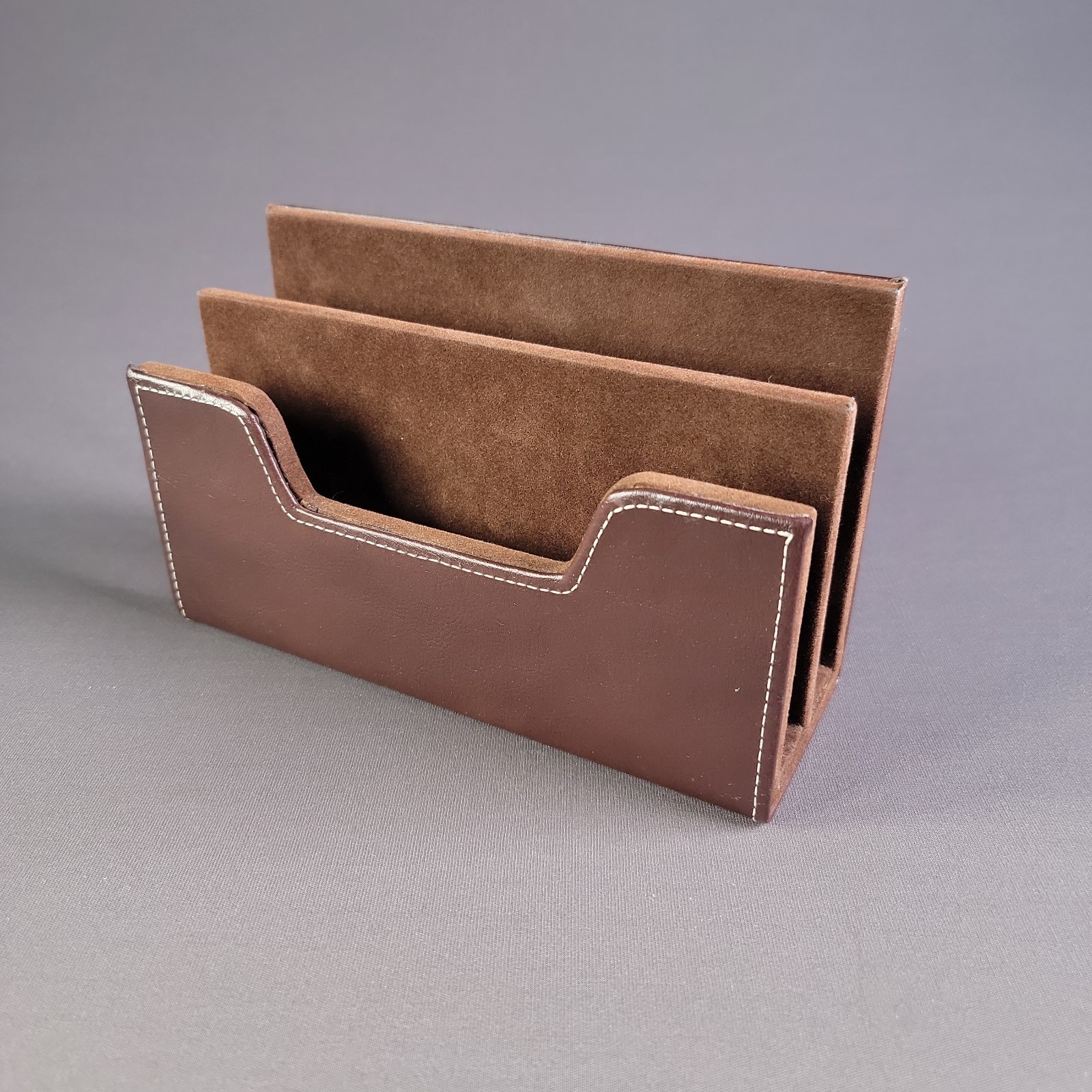 6‑Piece Leather Office Desk Organizer Set White Stitching Modern Office set