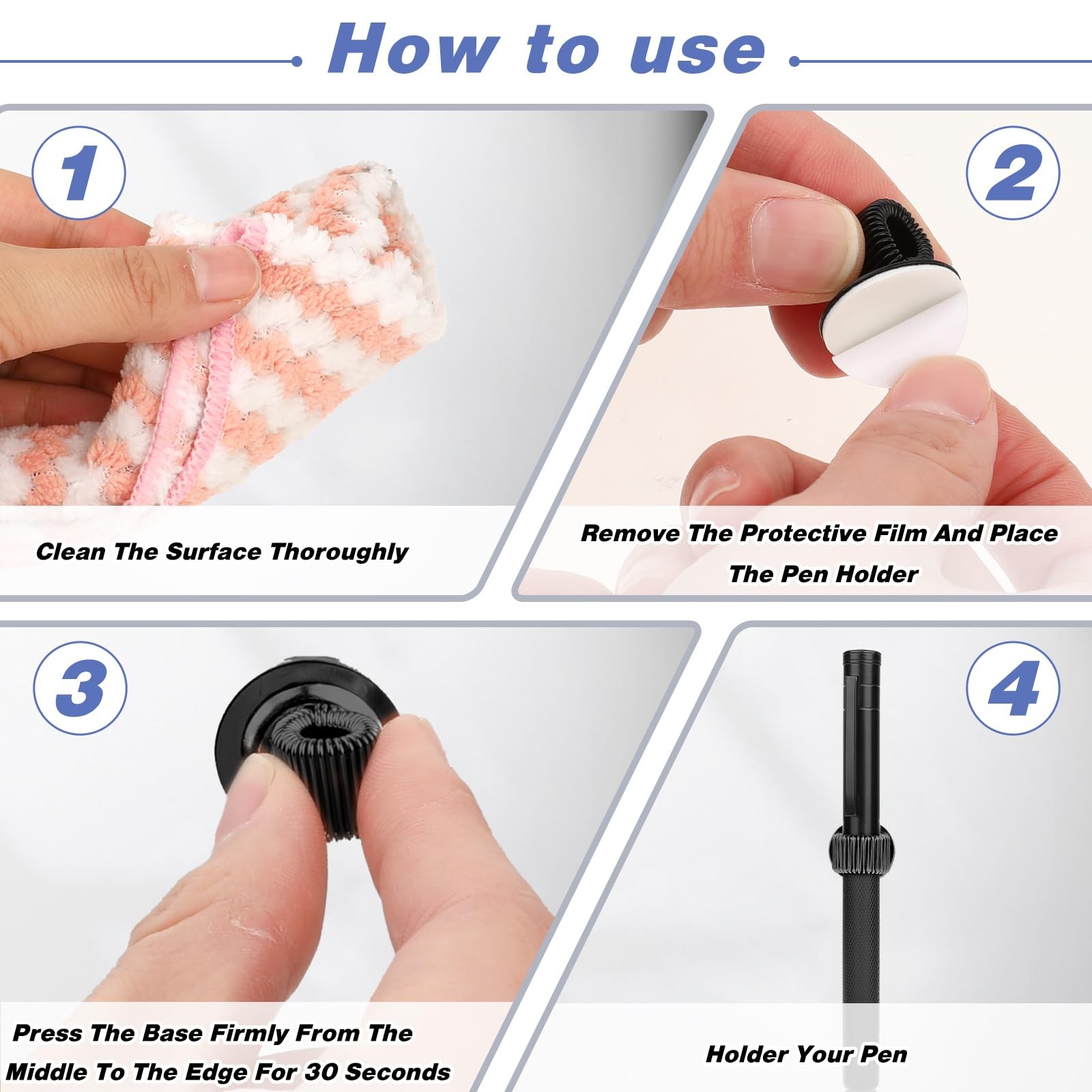 Giantree 6 Pcs Metal Manganese Steel Pen Holder Clips, Self-adhesive Pen Hold…