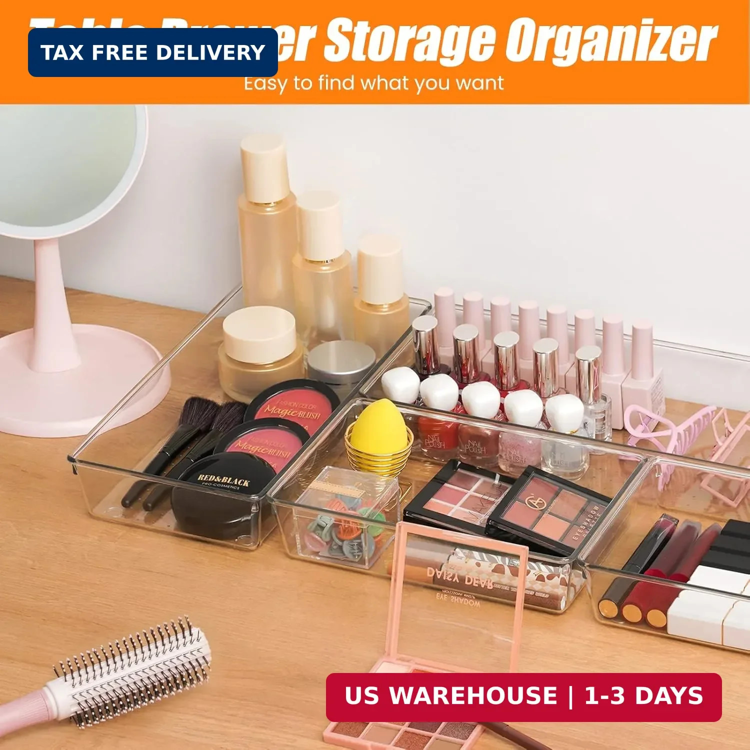 Criusia 6 Pcs Large Size Clear Drawer Organizer Set, Acrylic Non Slip Non Cracki