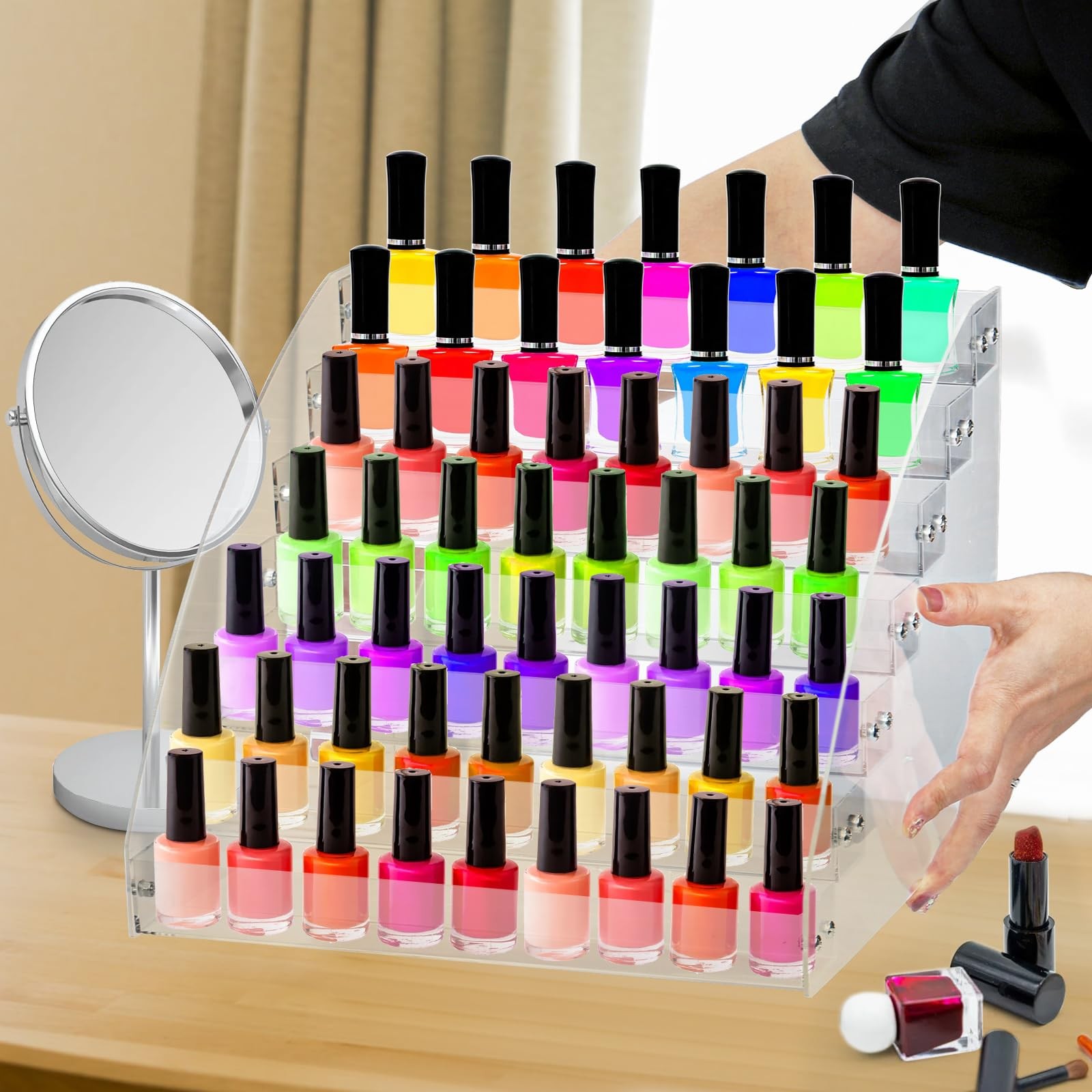 SOUJOY 7 Tier Sunglass Organizer Stand, Acrylic Holder, Clear