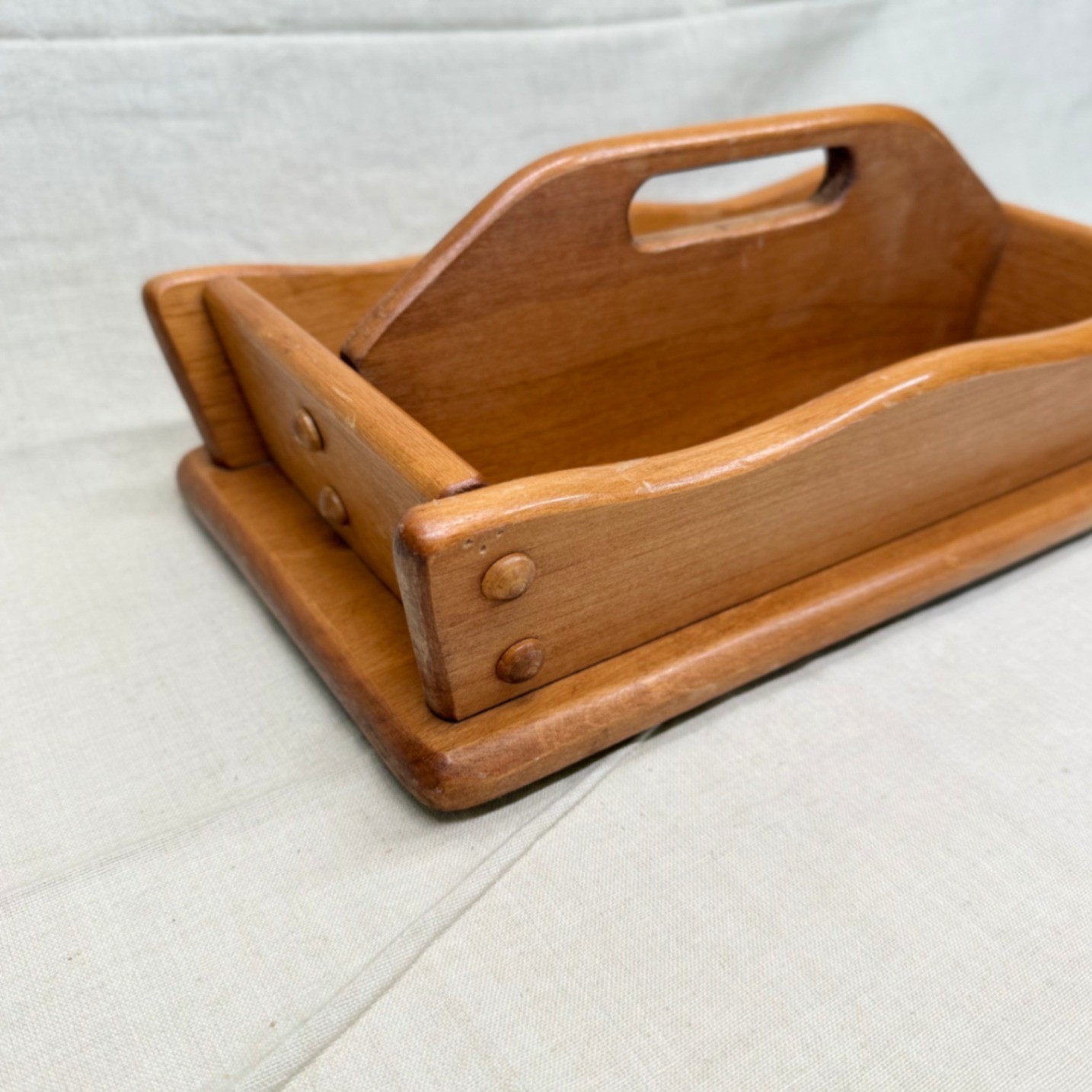Vintage Wooden Mail Organizer Desktop Entryway Catchall Office Storage