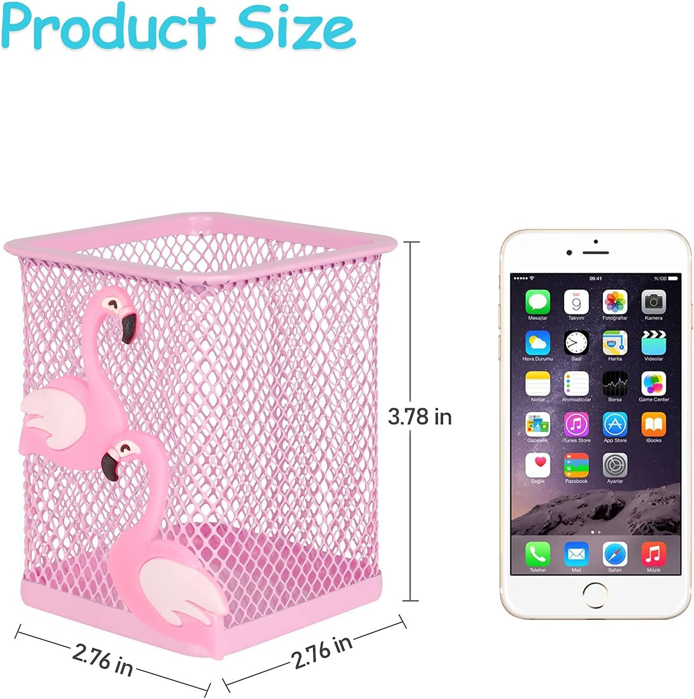 2 Pack Metal Cute Pen Pencil Holder Office Home Desk Square Pencil Cup Caddy Box