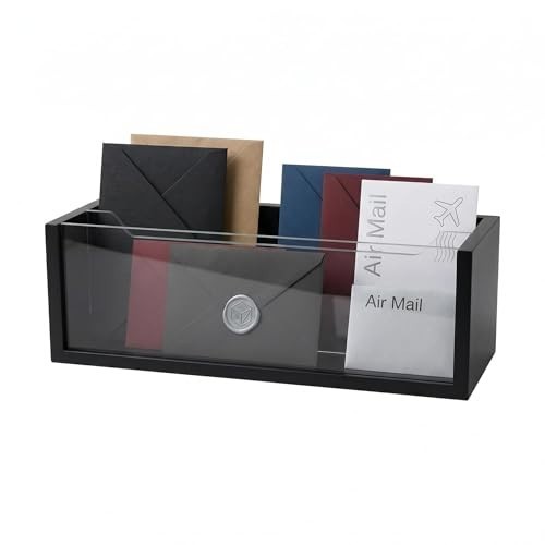 Adjustable 2-in-1 Mail Organizer with Clear Acrylic Dividers – Modern Desk & Wal