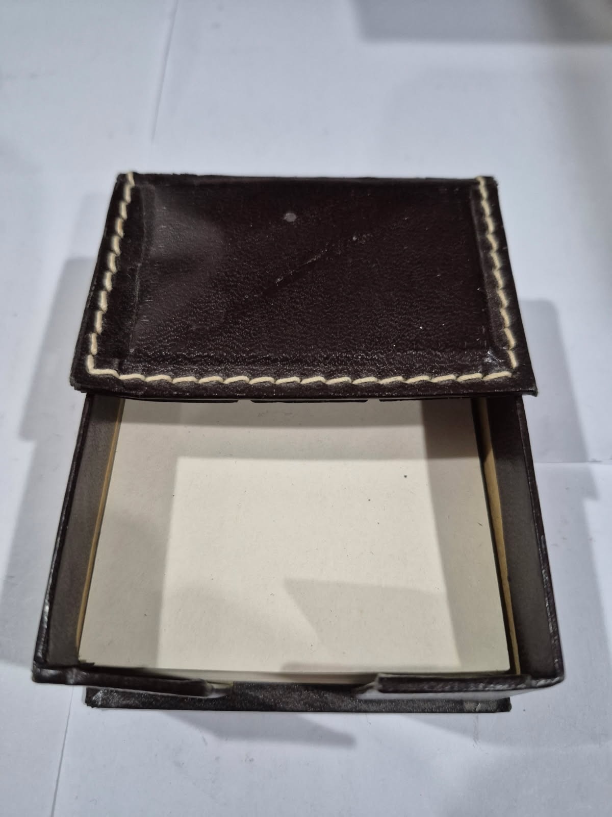 Leather Desk Top Memo Paper Holder Vintage 4″ x 3″ UT14