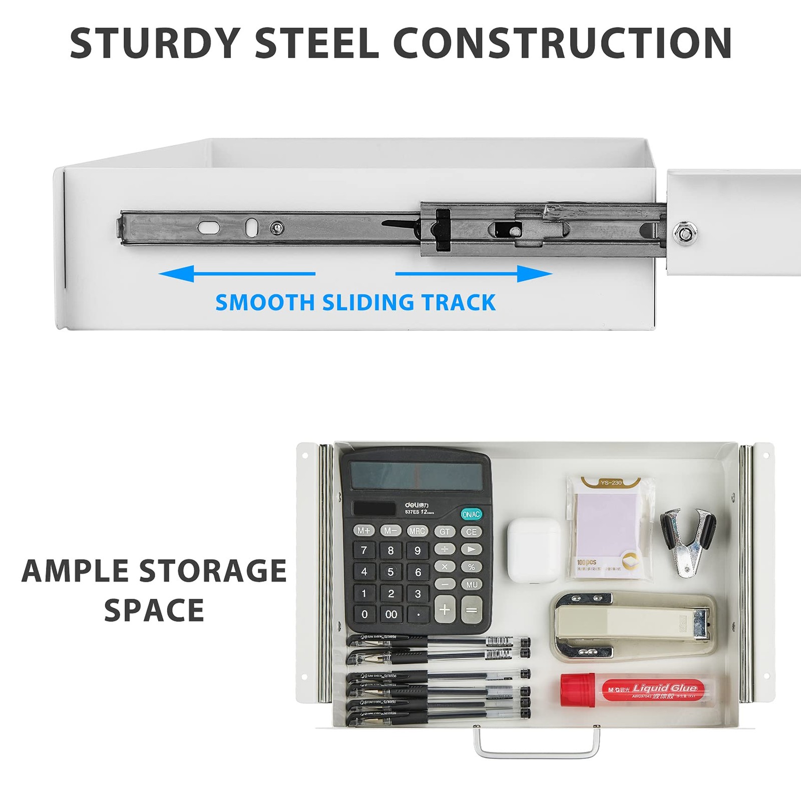 Under Desk Pull-Out Drawer – Storage Organizer Office Mounted, Easy Slide-Out…