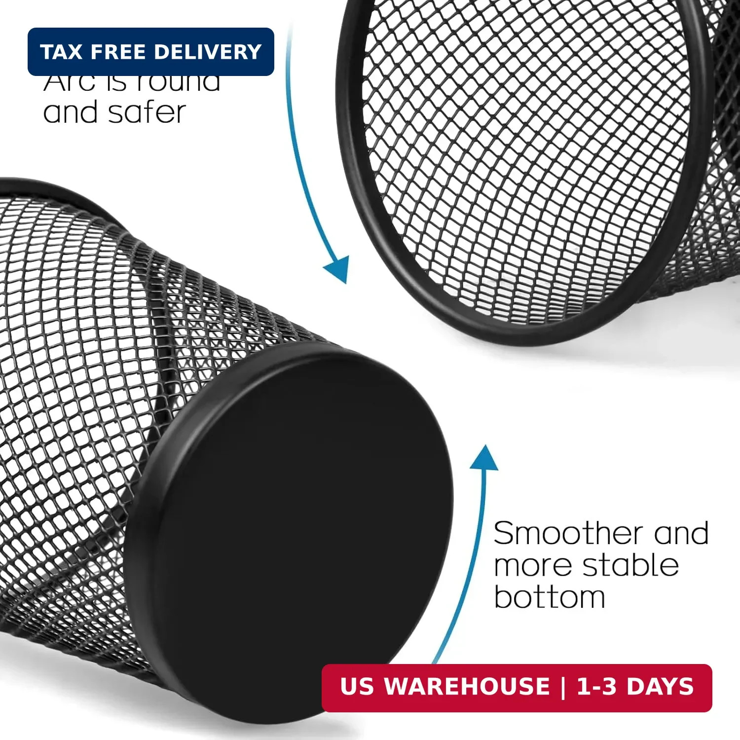 QYH Mesh Pencil Holder for Desk 6 Pack, Metal Pen Cup Black | Pen Holder for Des
