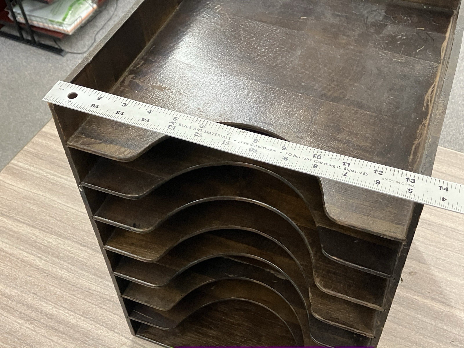 Vintage Wood Handmade Desk paper Tray Organizer Caddy rustic industrial 8 tier