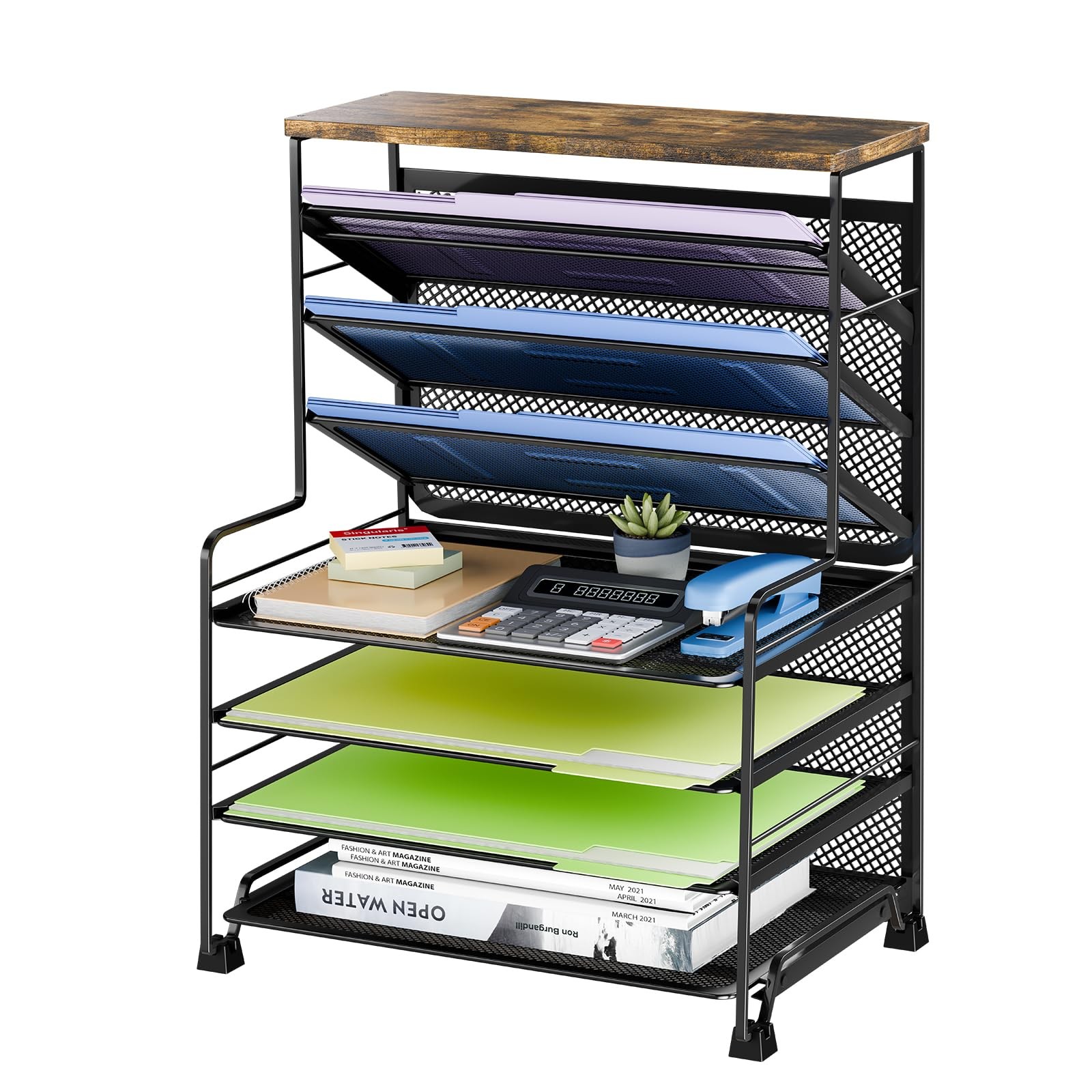7 Tier File Organizer & Office Desk Accessories For Office Home Or School Black
