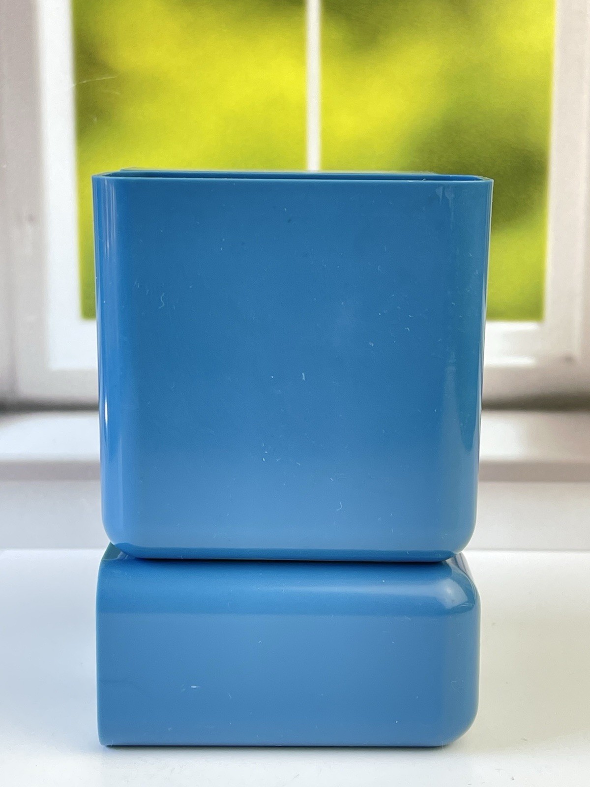 Vintage Mid Century Modern Blue Plastic Mini Drawer Storage Caddy Desk Organizer