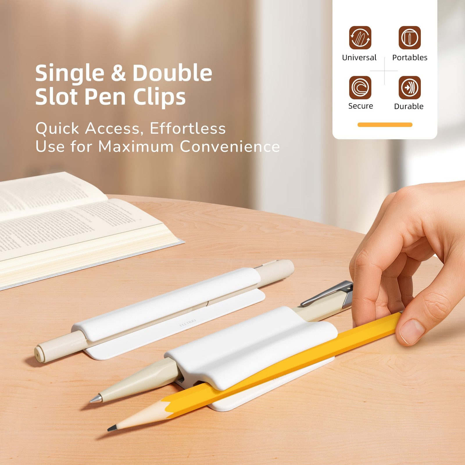 6-Pack Silicone Pen Holder with Single & Double Slots,Self-Adhesive Design fo…