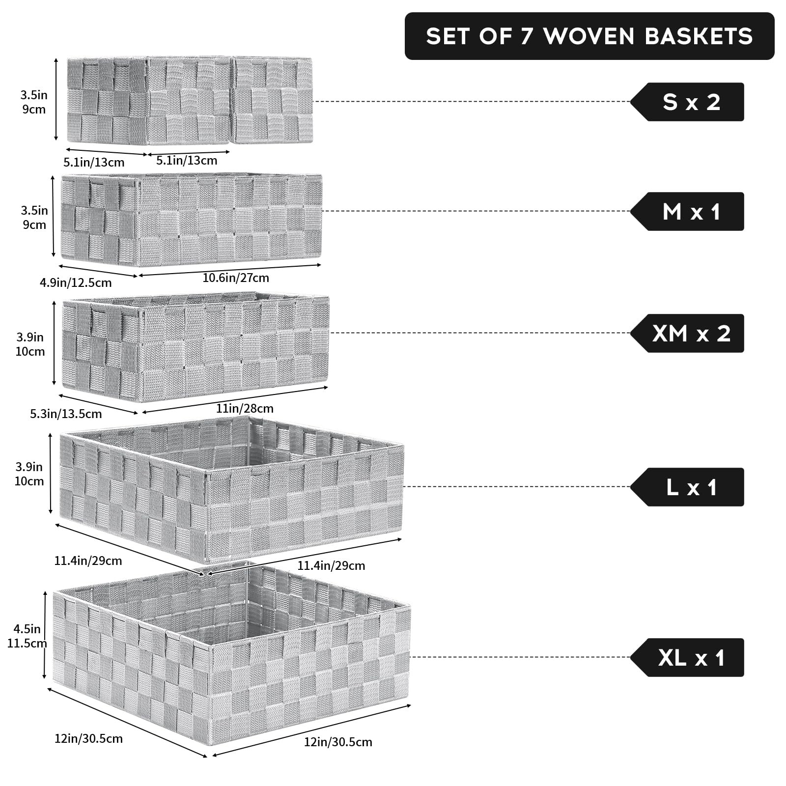 Small Baskets for Organizing(7 Set) Woven Storage for Shelves, Bathroom, Deco…