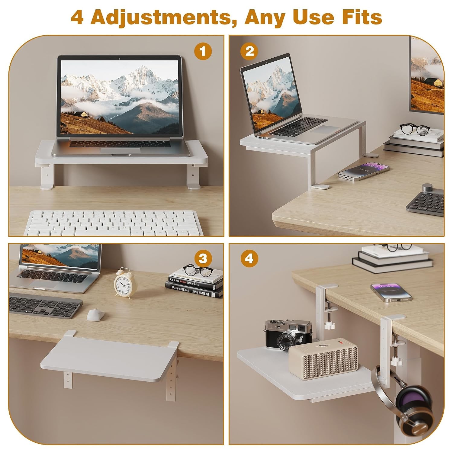 Desk Extender Clamp On Desk Shelf 15 Inch Adjustable Desktop Organizer