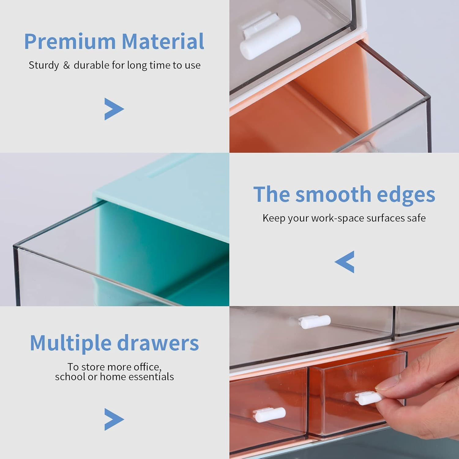 Stackable Desk Organizer with 7 Drawers for Office, Makeup & Supplies – Blue