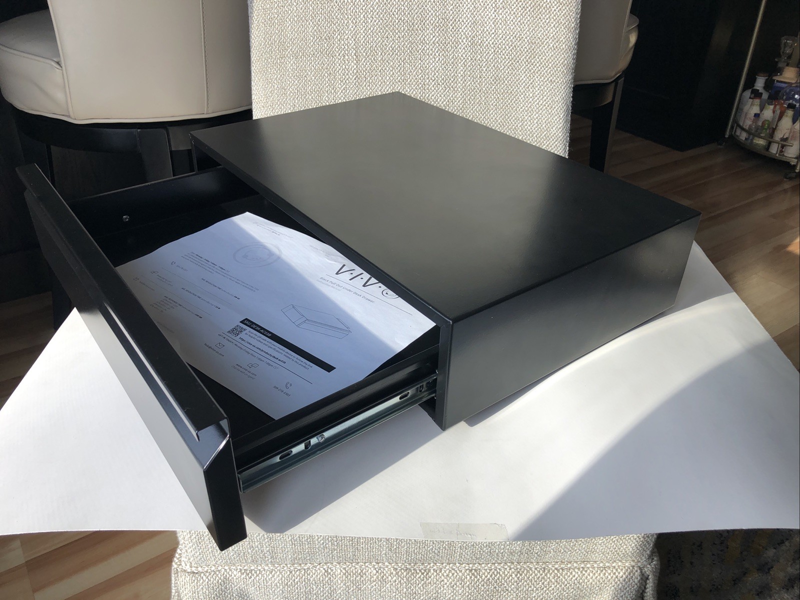 VIVO Black Pull Out Desktop Storage Drawer Desk Organizer NO MOUNTING BRACKET