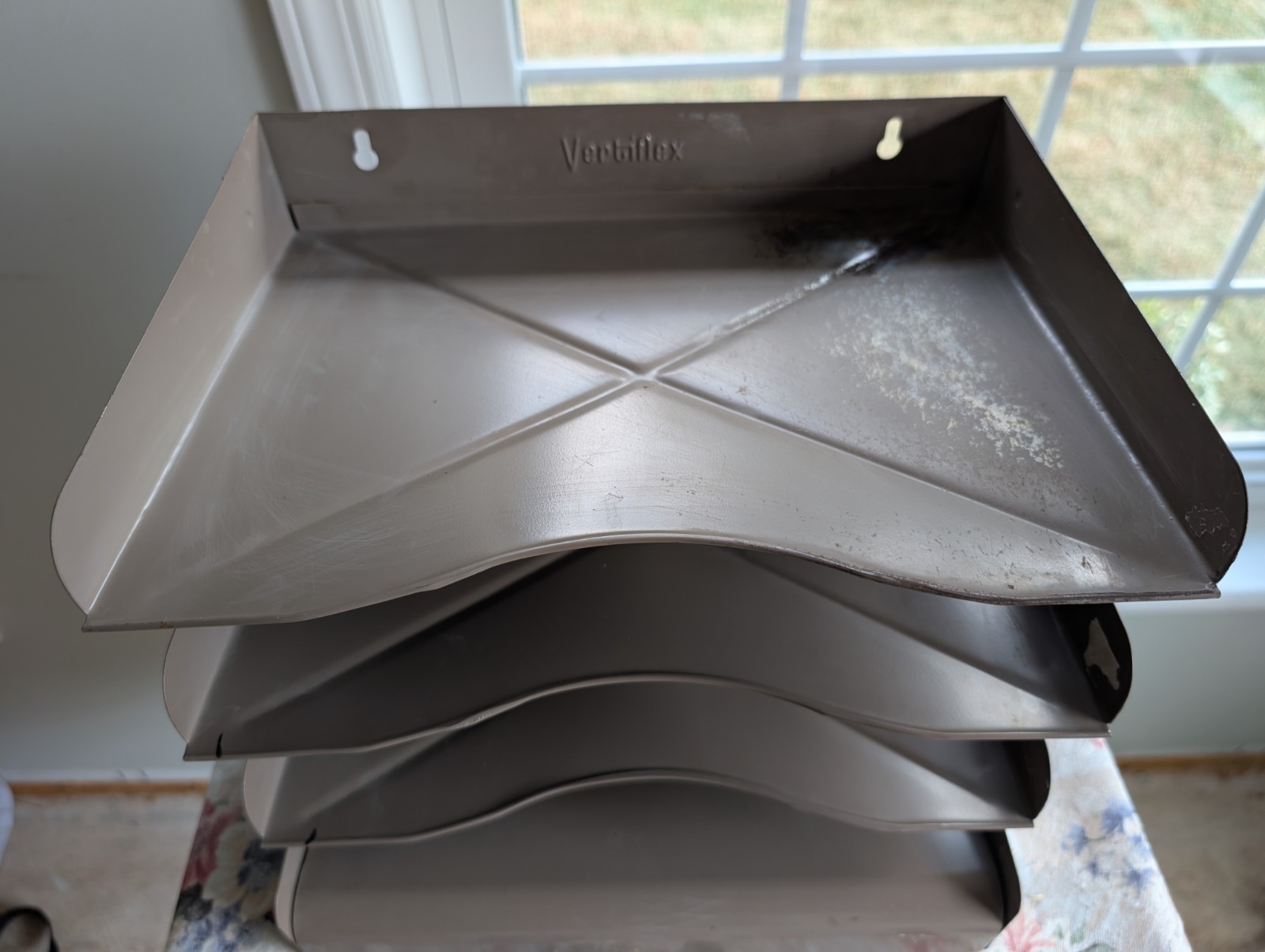 Vintage VERTIFLEX Metal Paper File Organizer – Tiered – Table Top or Wall Mount